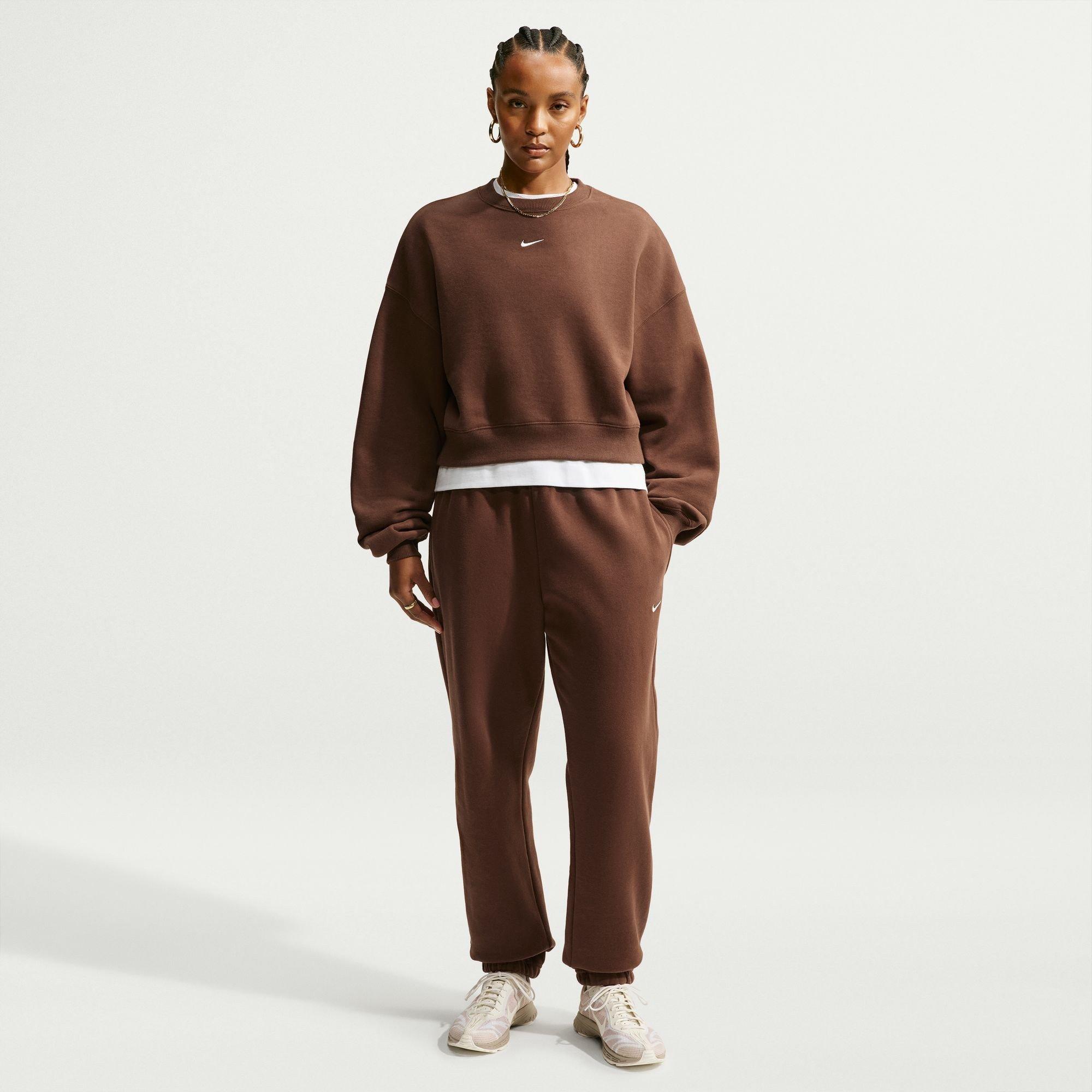 Chocolate Brown - Nike - Sportswear Phoenix Fleece Women's Over-Oversized Crewneck Sweatshirt - 4