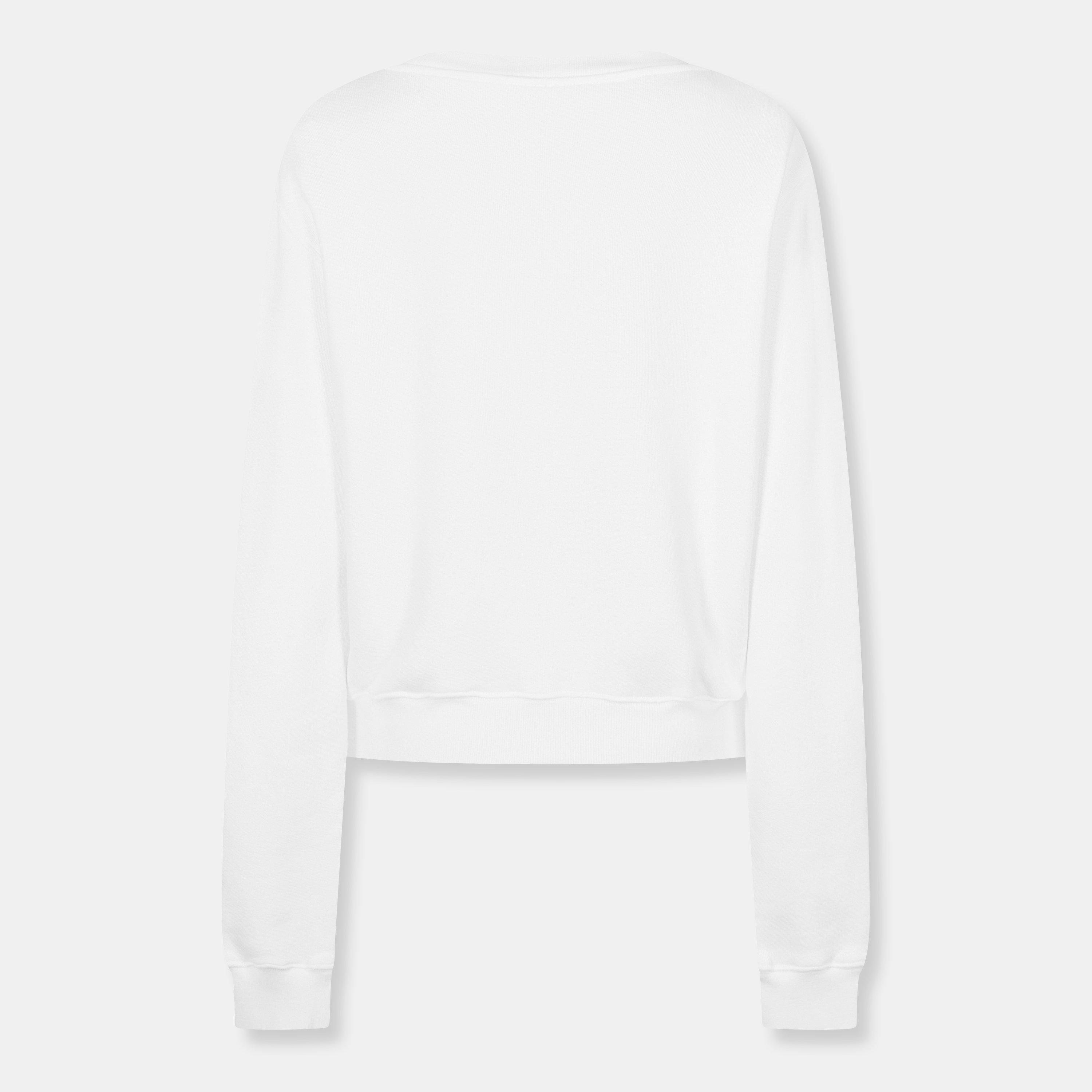 White - Off White - Women's Bling Cropped Crew Sweater - 2