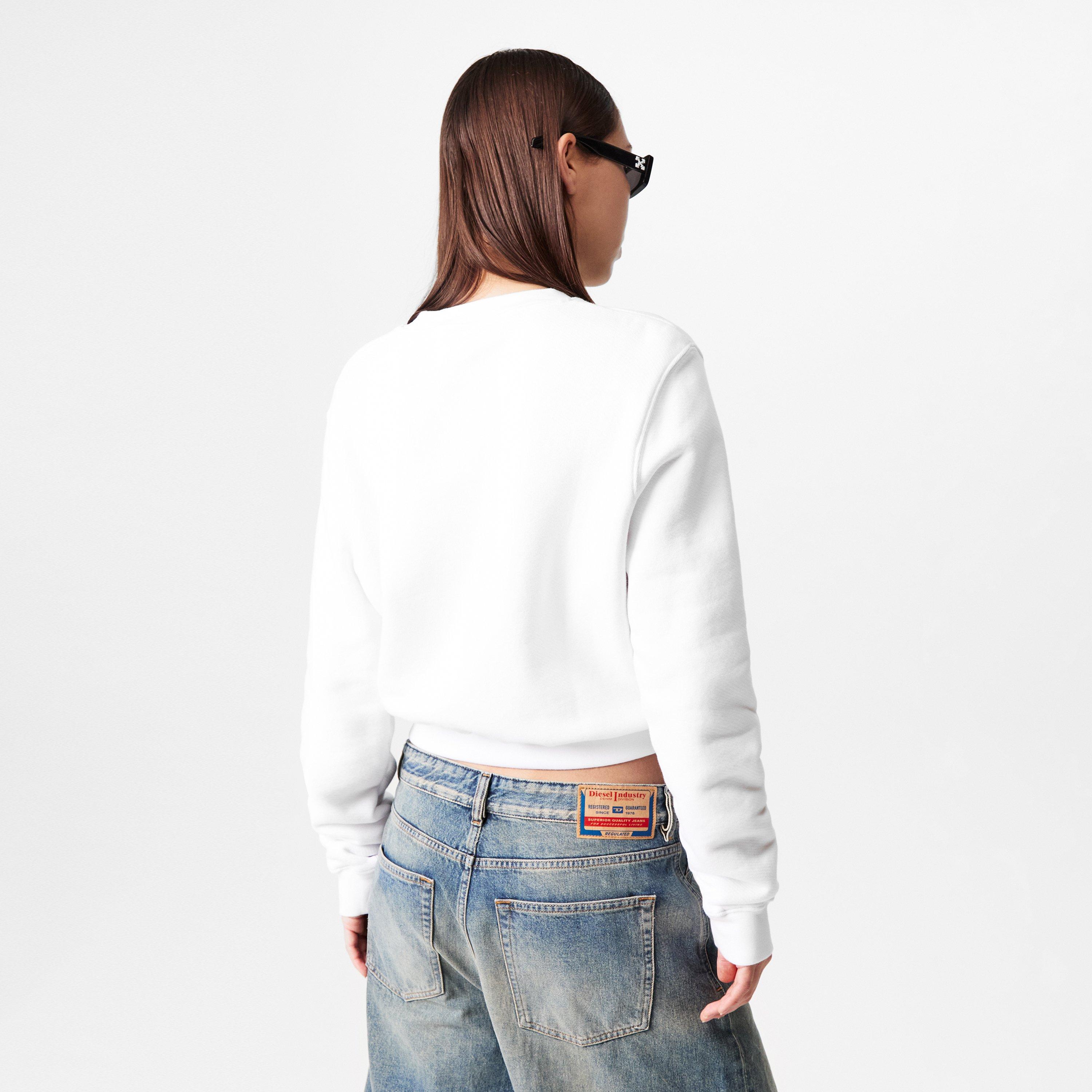 White - Off White - Women's Bling Cropped Crew Sweater - 4