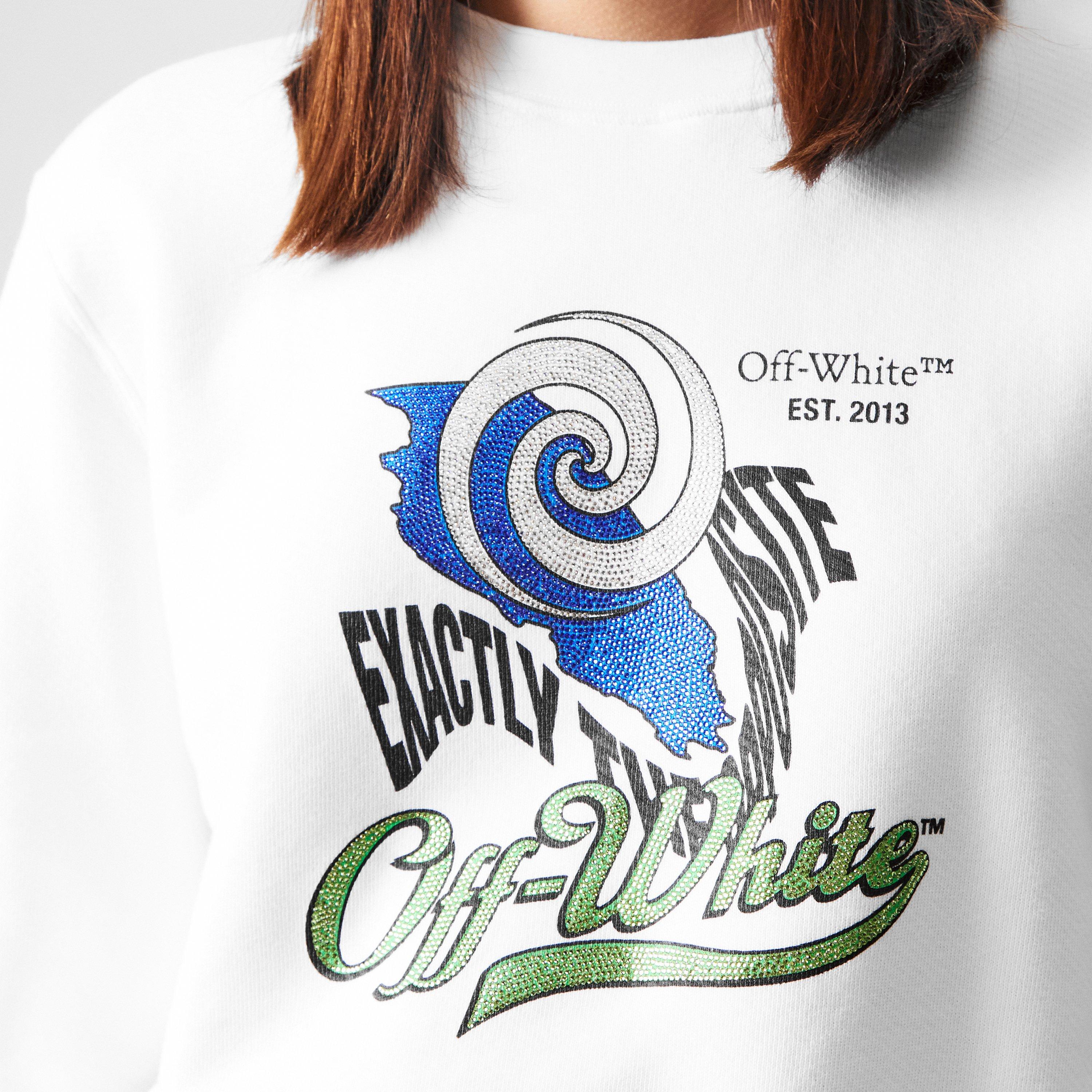 White - Off White - Women's Bling Cropped Crew Sweater - 5