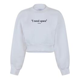 Off White I Need Space Cropped Crew Neck Sweater