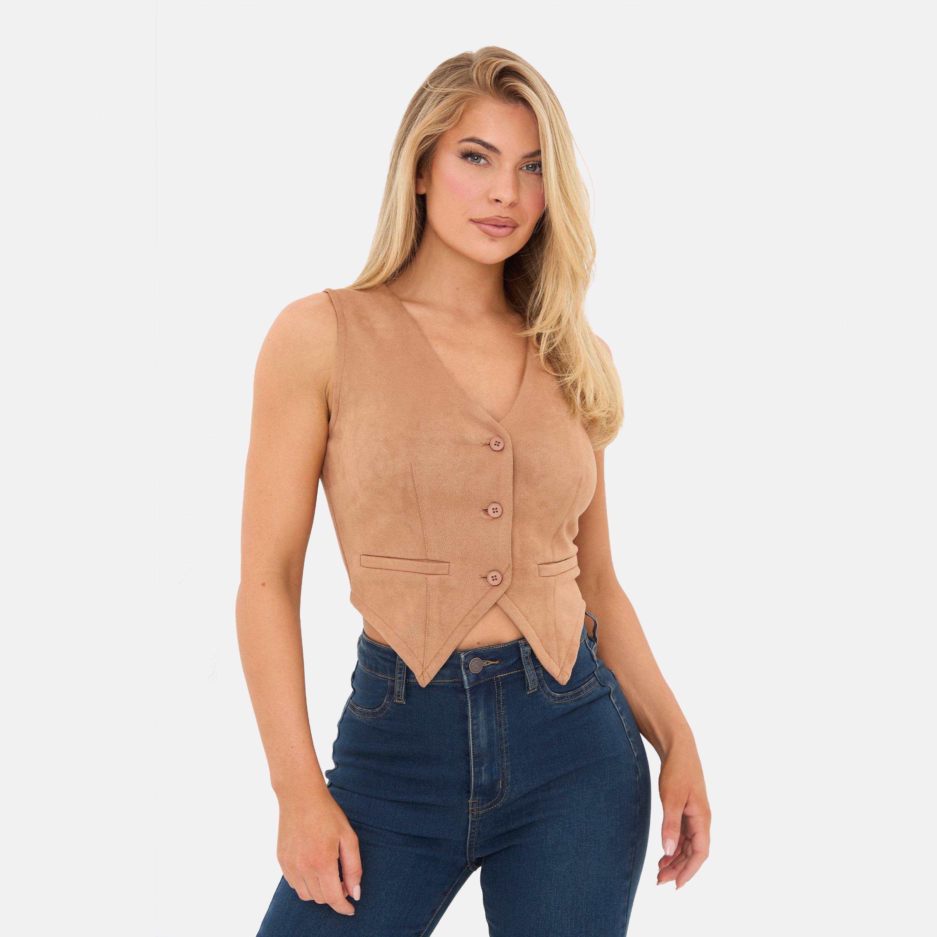 Brown - I Saw It First - Faux Suede Waistcoat - 1