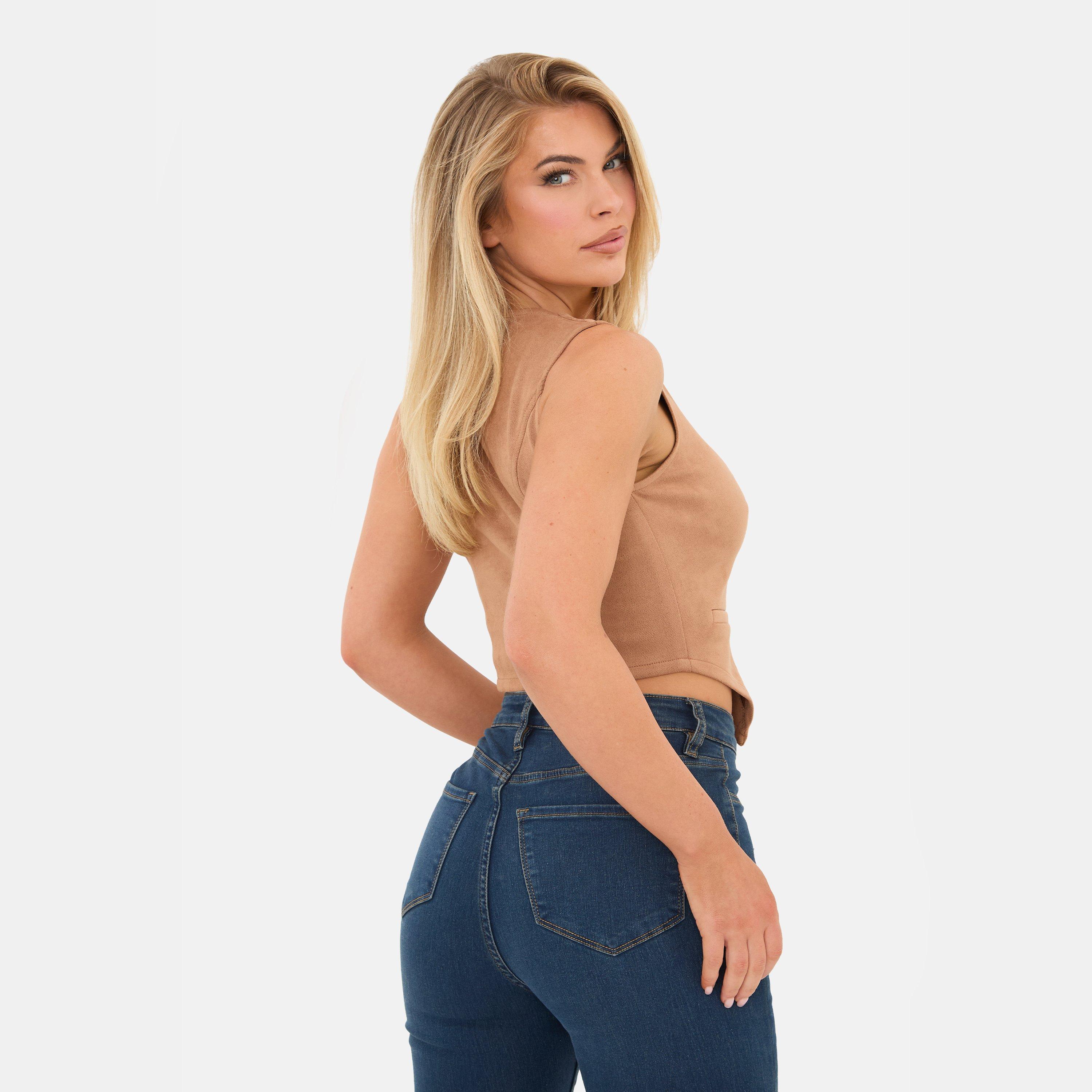 Brown - I Saw It First - Faux Suede Waistcoat - 2