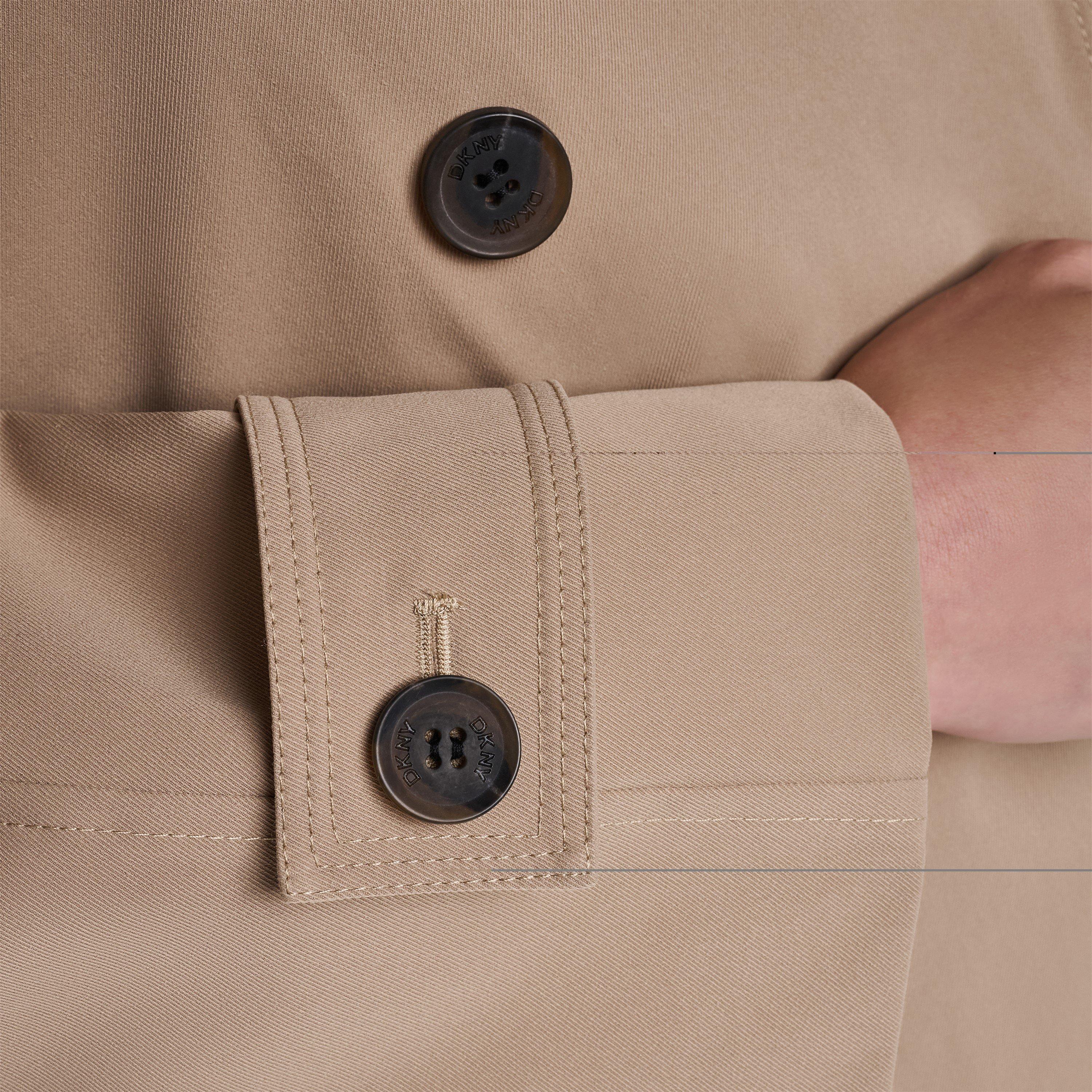 Classic Khaki - DKNY - Women's Y63 DKNY Belted Funnel-Neck Water-Resistant Trench Coat - 4
