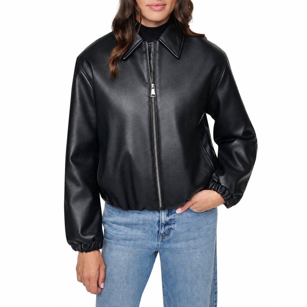 Black - DKNY - Women's B99 DKNY Outerwear Faux Leather Jacket - 3