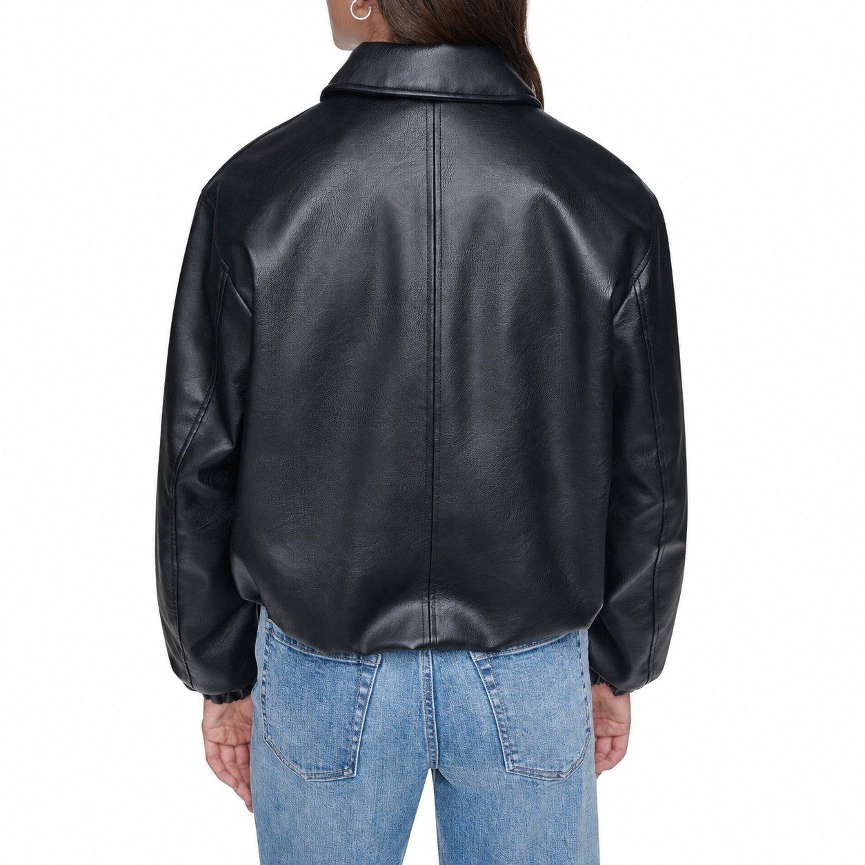 Black - DKNY - Women's B99 DKNY Outerwear Faux Leather Jacket - 4