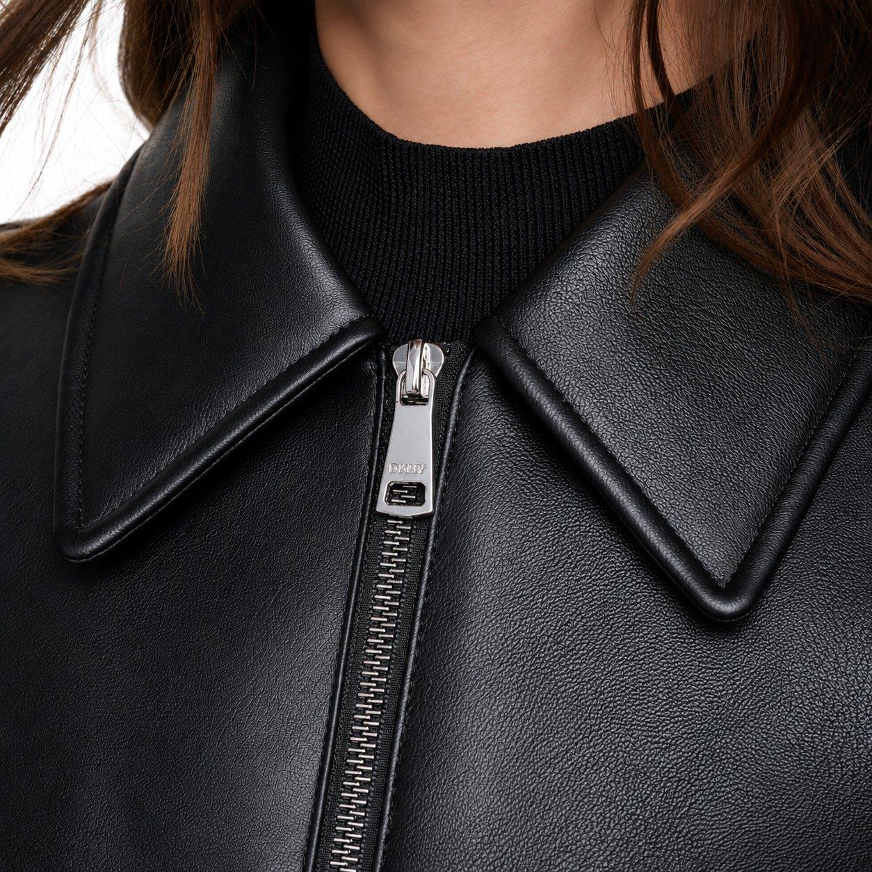 Black - DKNY - Women's B99 DKNY Outerwear Faux Leather Jacket - 5