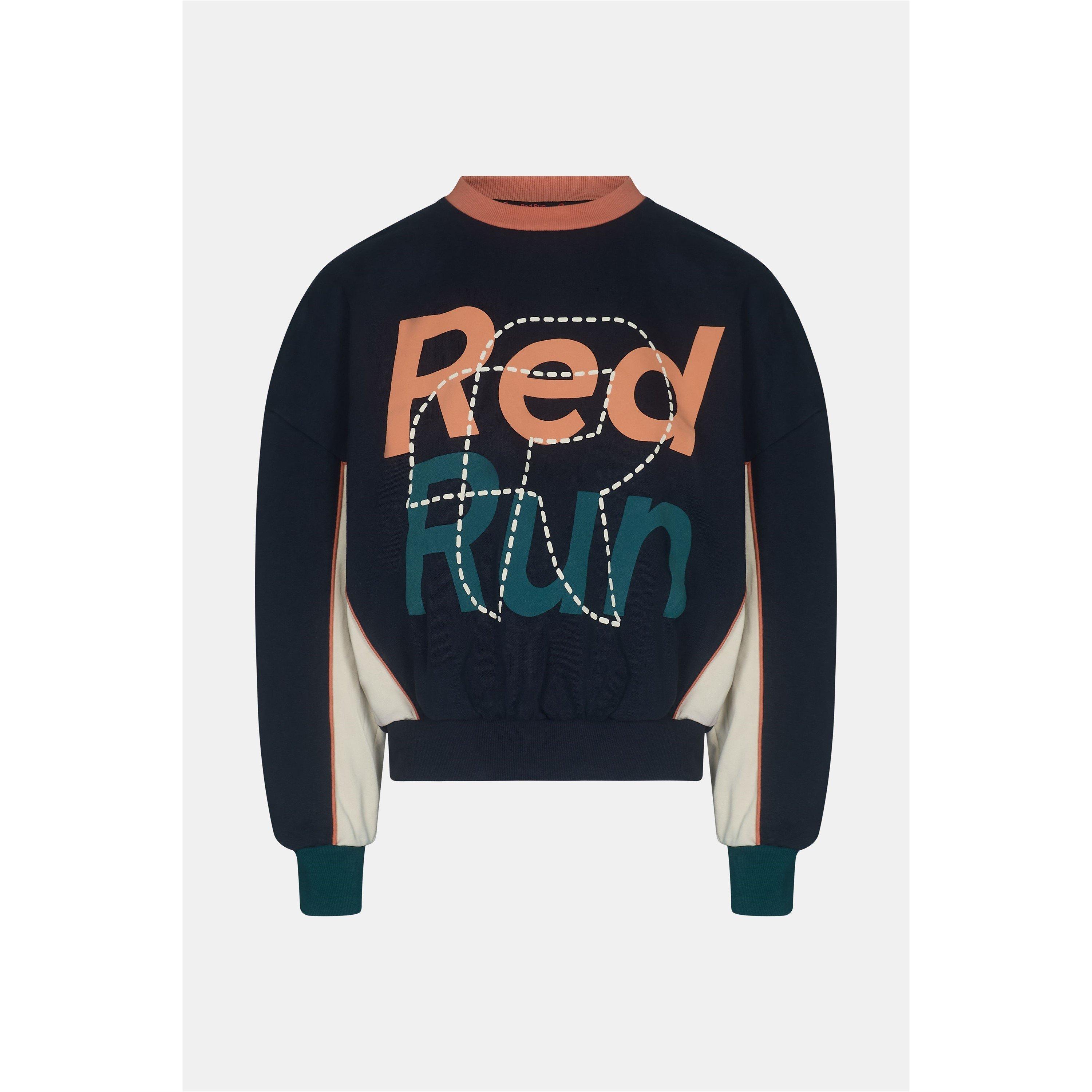 Navy - Red Run - Crew Graphic Sweater