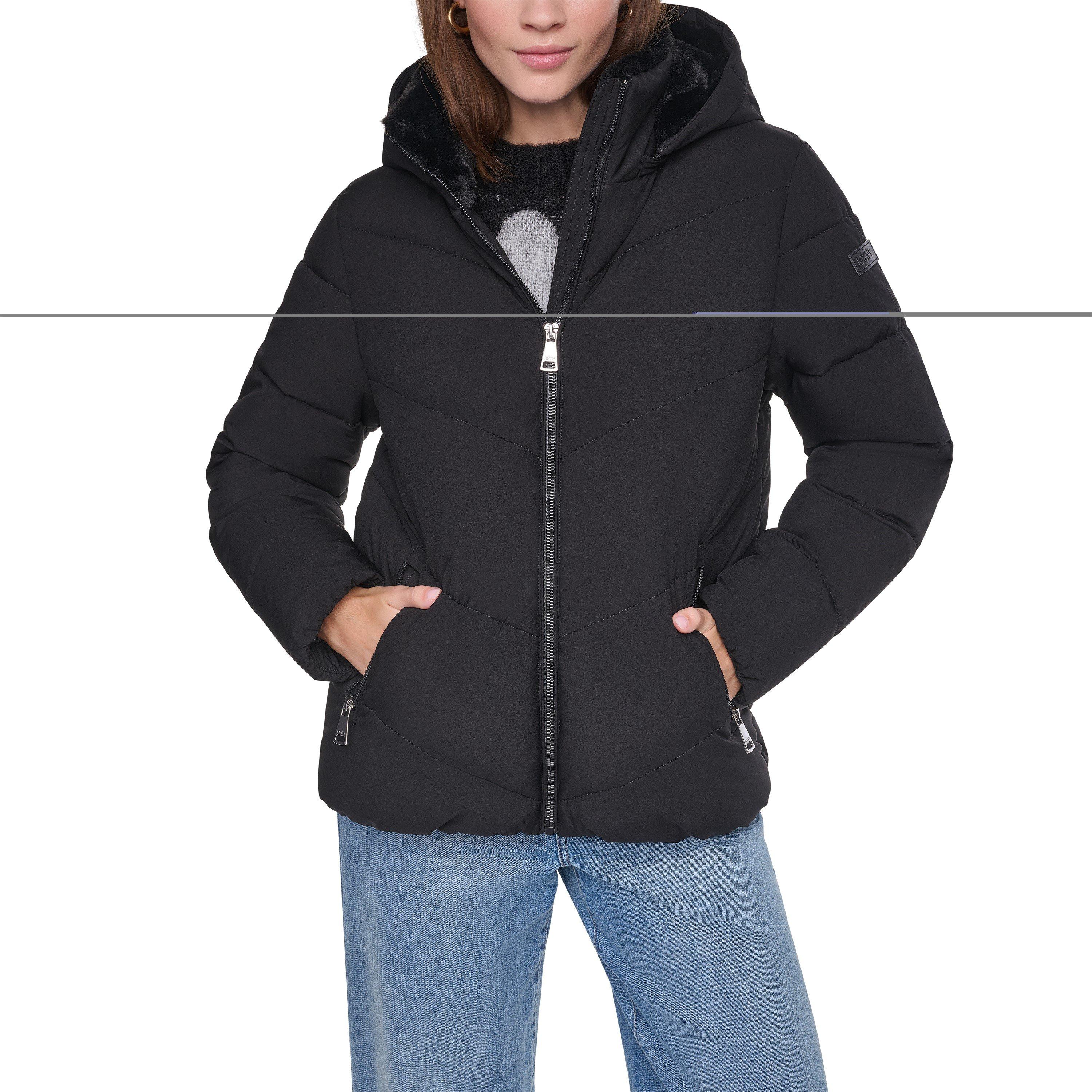 Black - DKNY - Women's Short Puffer Jacket - 2