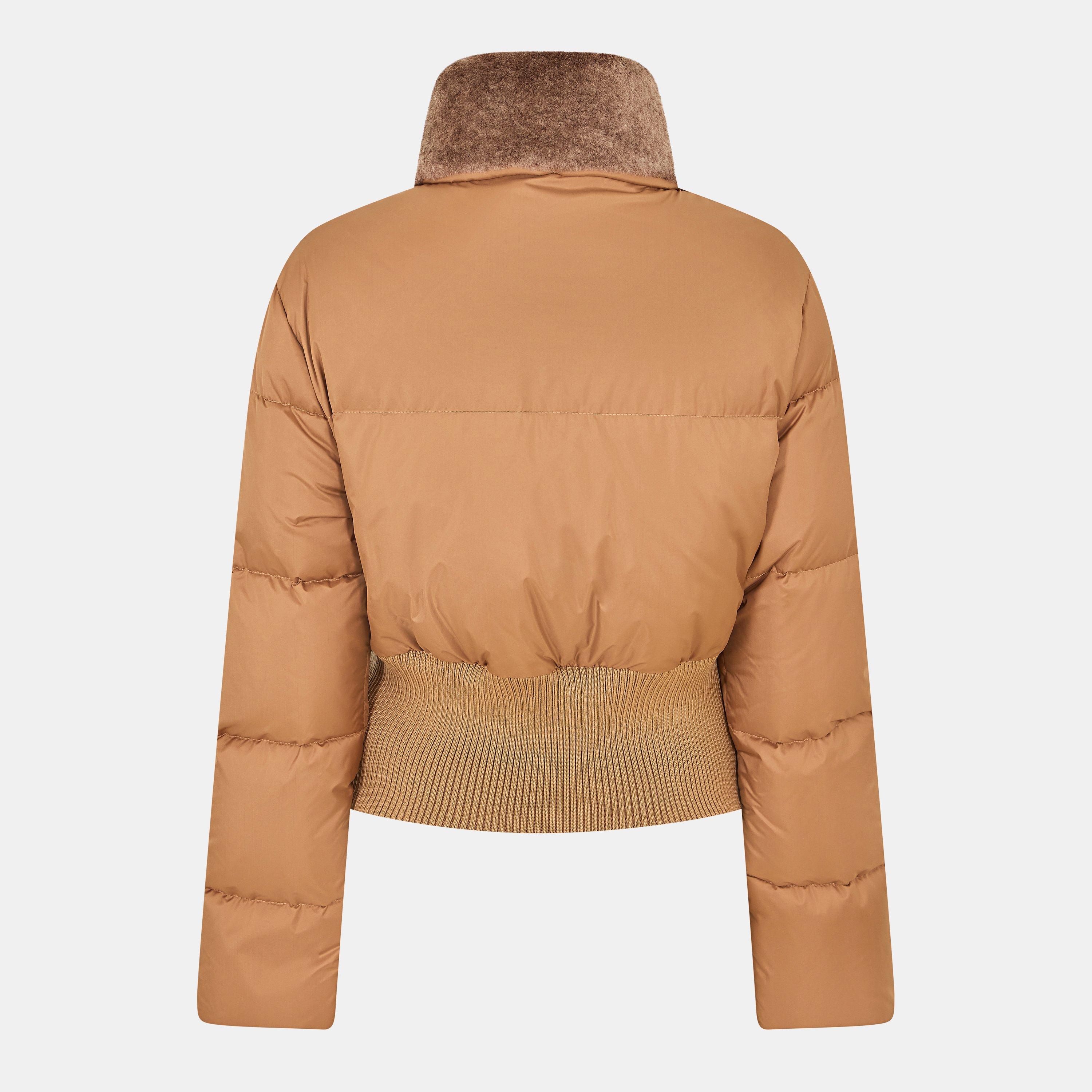 Camel - Fendi - Women's Insulated Quilted Tailored Fit Short Puffer Jacket - 2