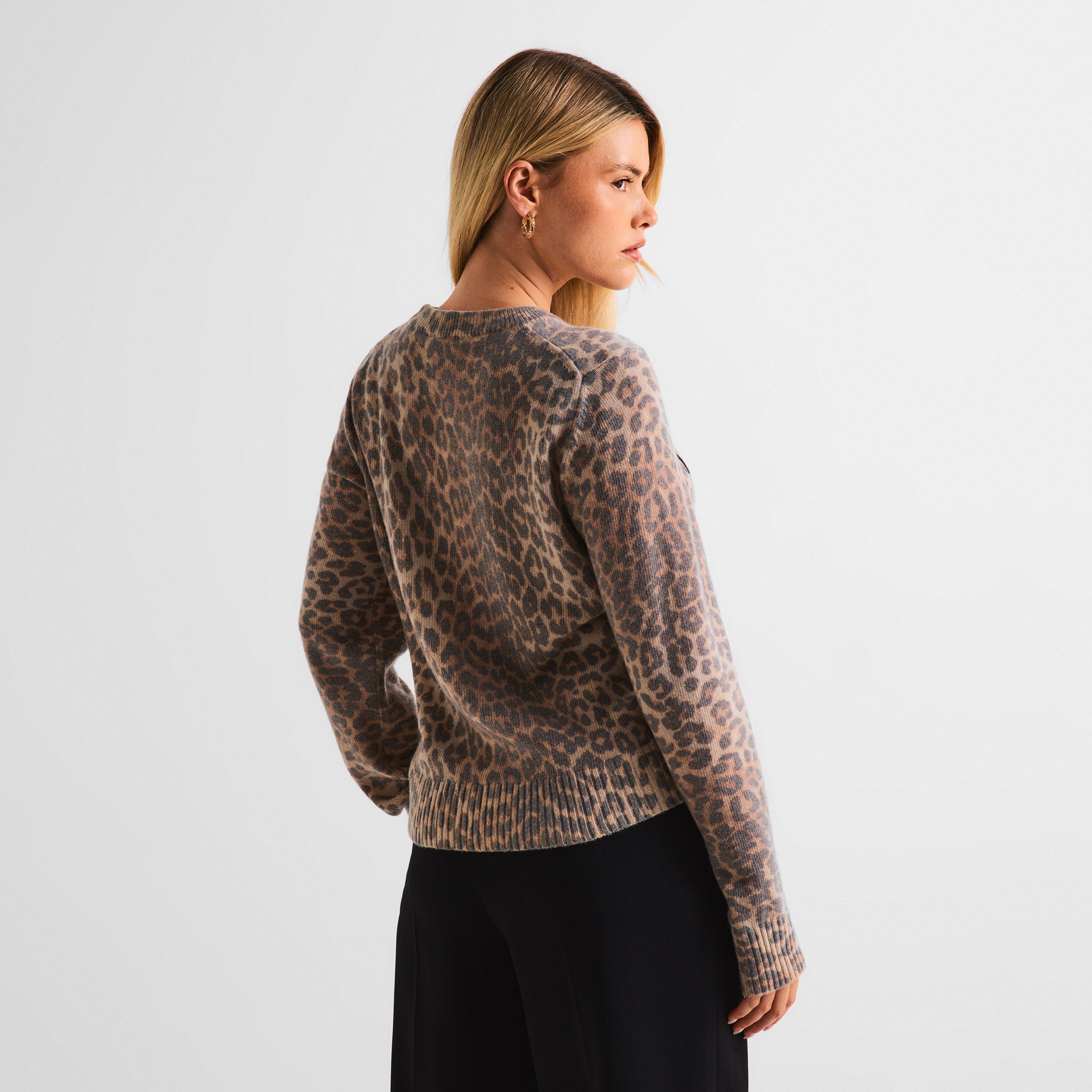 Brown - Ganni - Women's Wool Sweater Crew Sweatshirt - 4