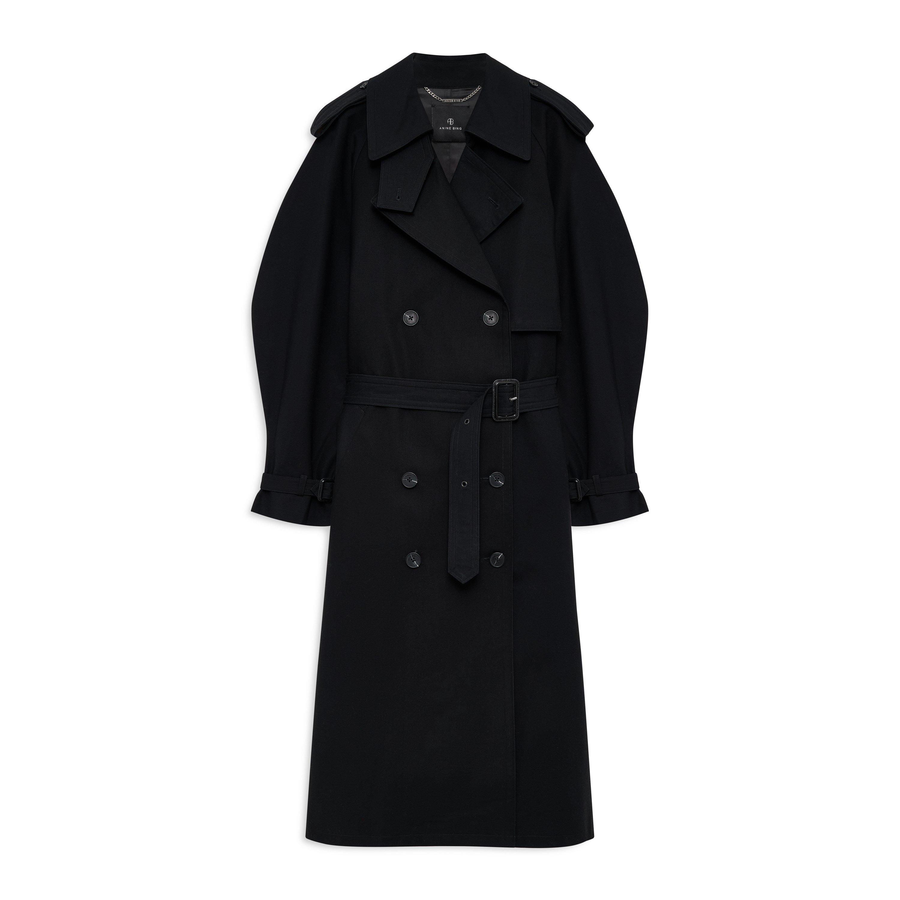 BLACK - Anine Bing - Women's Maxi Cotton Oversized-Fit Trench Coat - 1