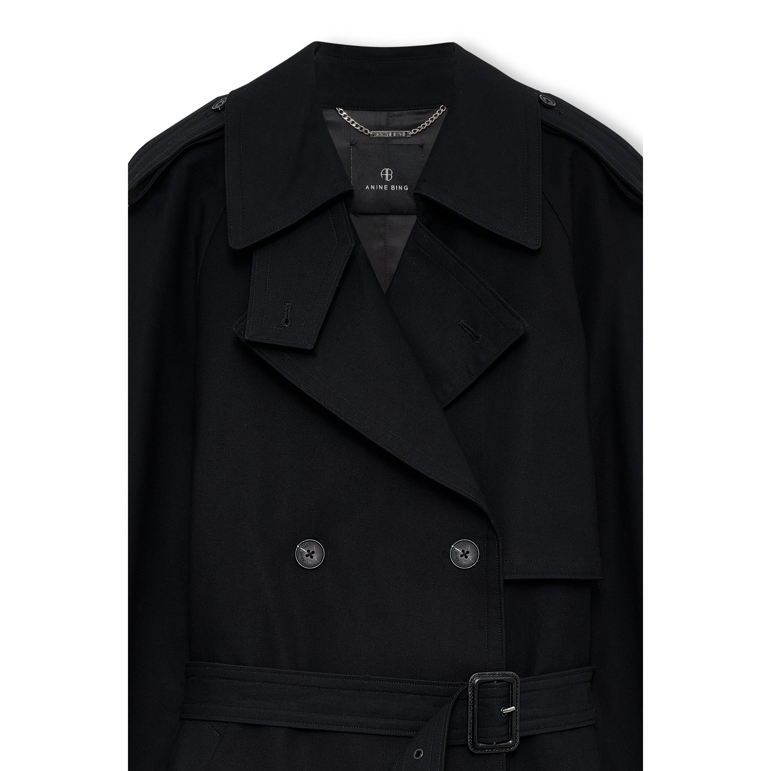 BLACK - Anine Bing - Women's Maxi Cotton Oversized-Fit Trench Coat - 2