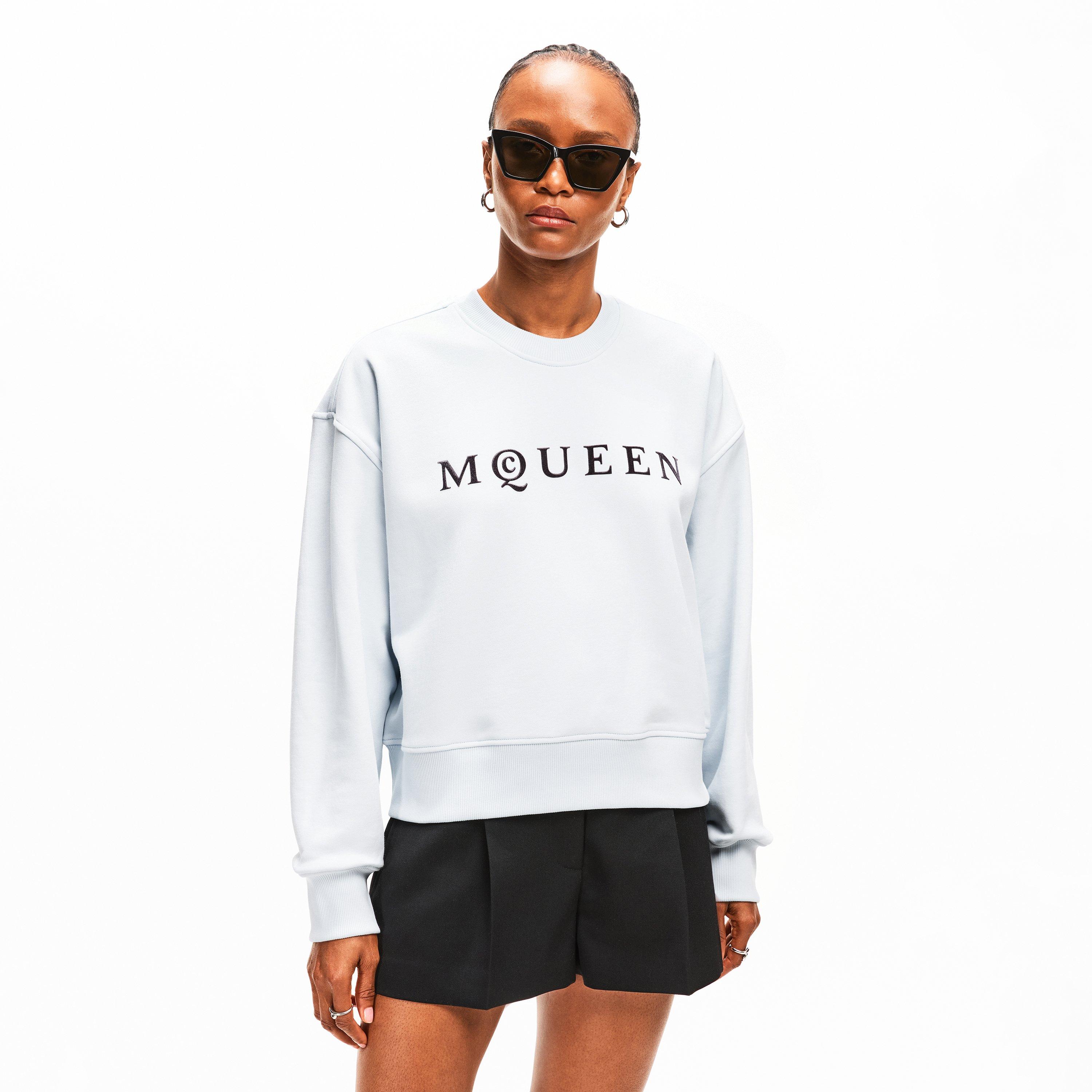 Ice Blue - Alexander McQueen - Women's Alex Logo Crew Sweatshirt - 3