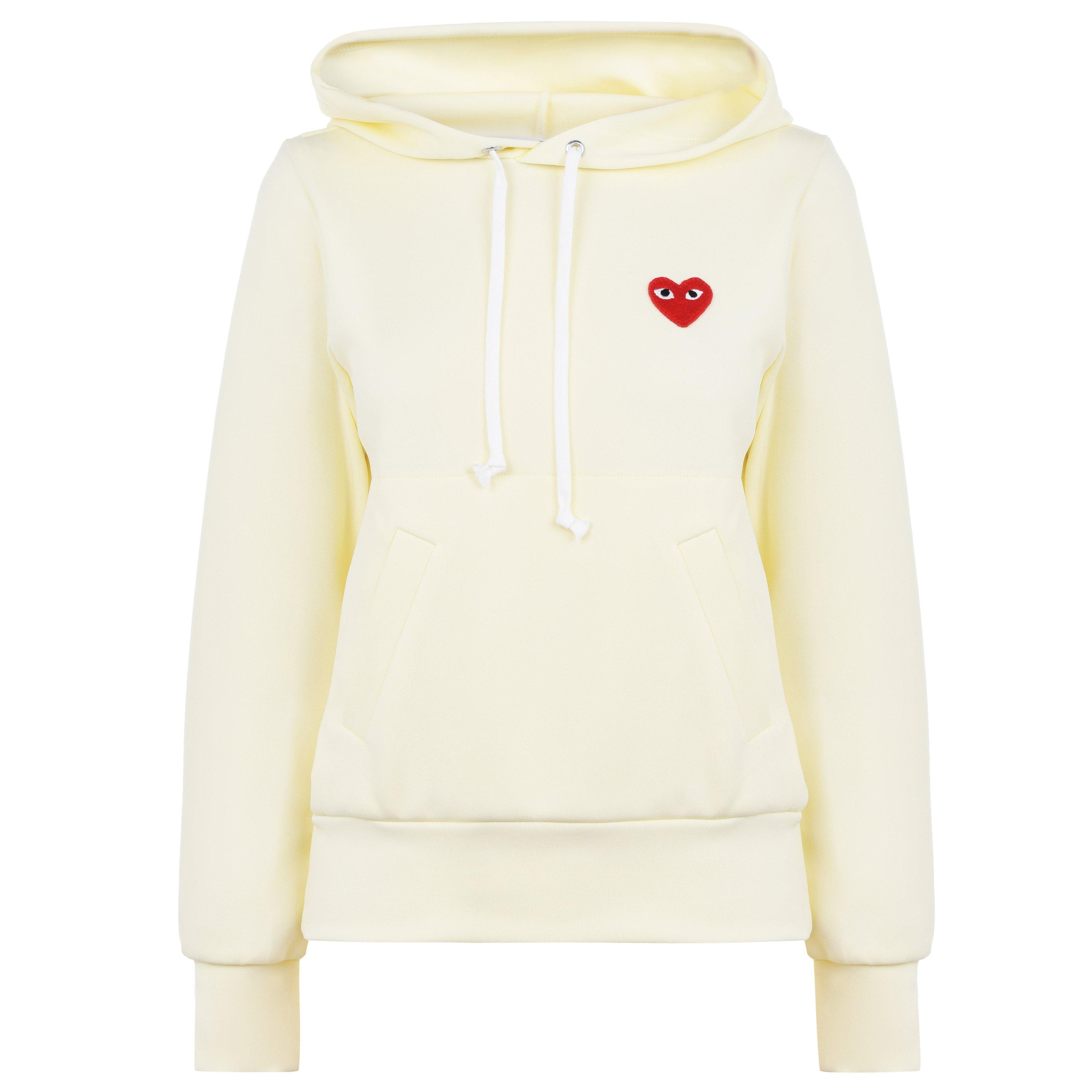 Ivory/Red 3 - Comme des Garcons PLAY - Small Heart Pullover Hoodie - 1