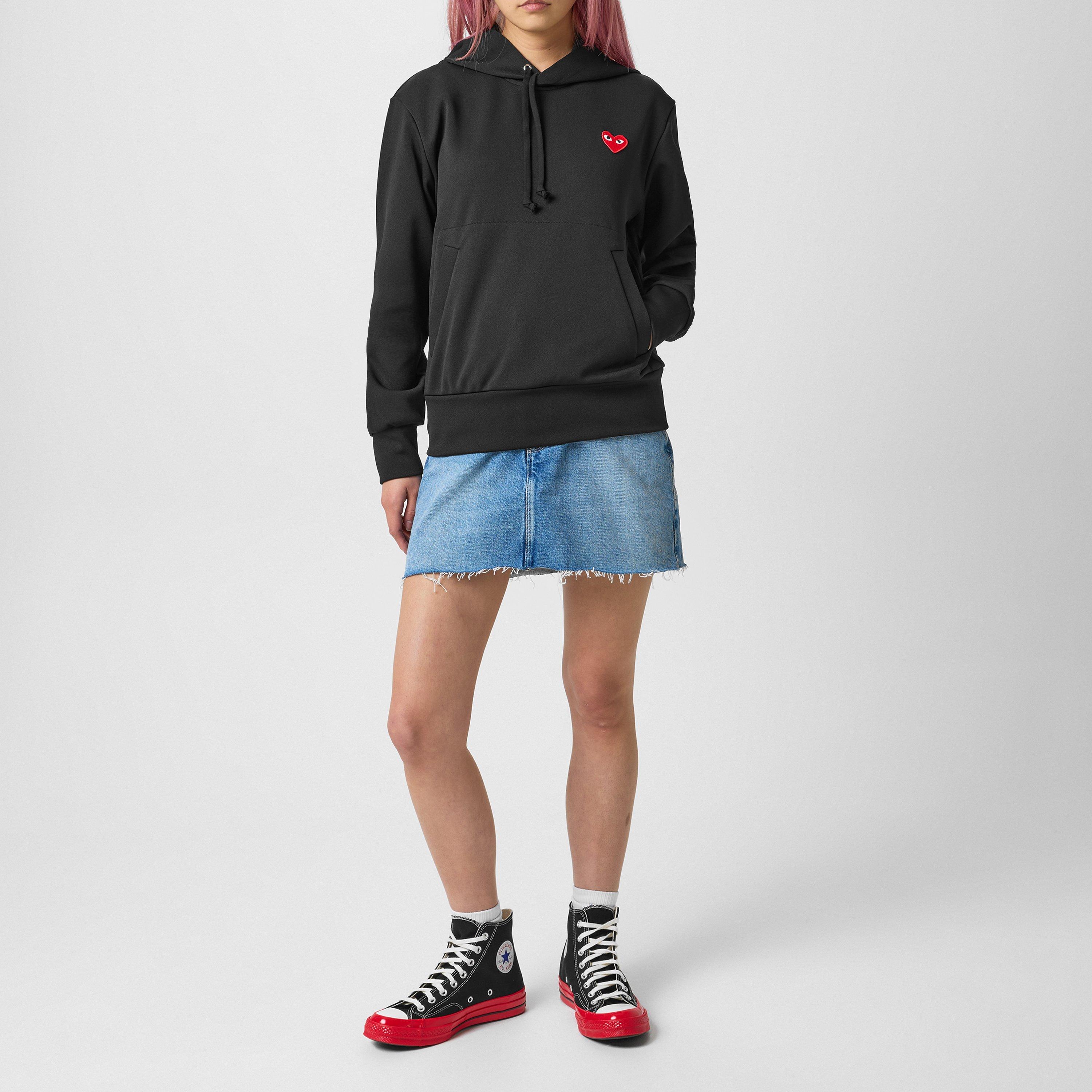 Black/Red - Comme des Garcons PLAY - Small Heart Pullover Hoodie - 5