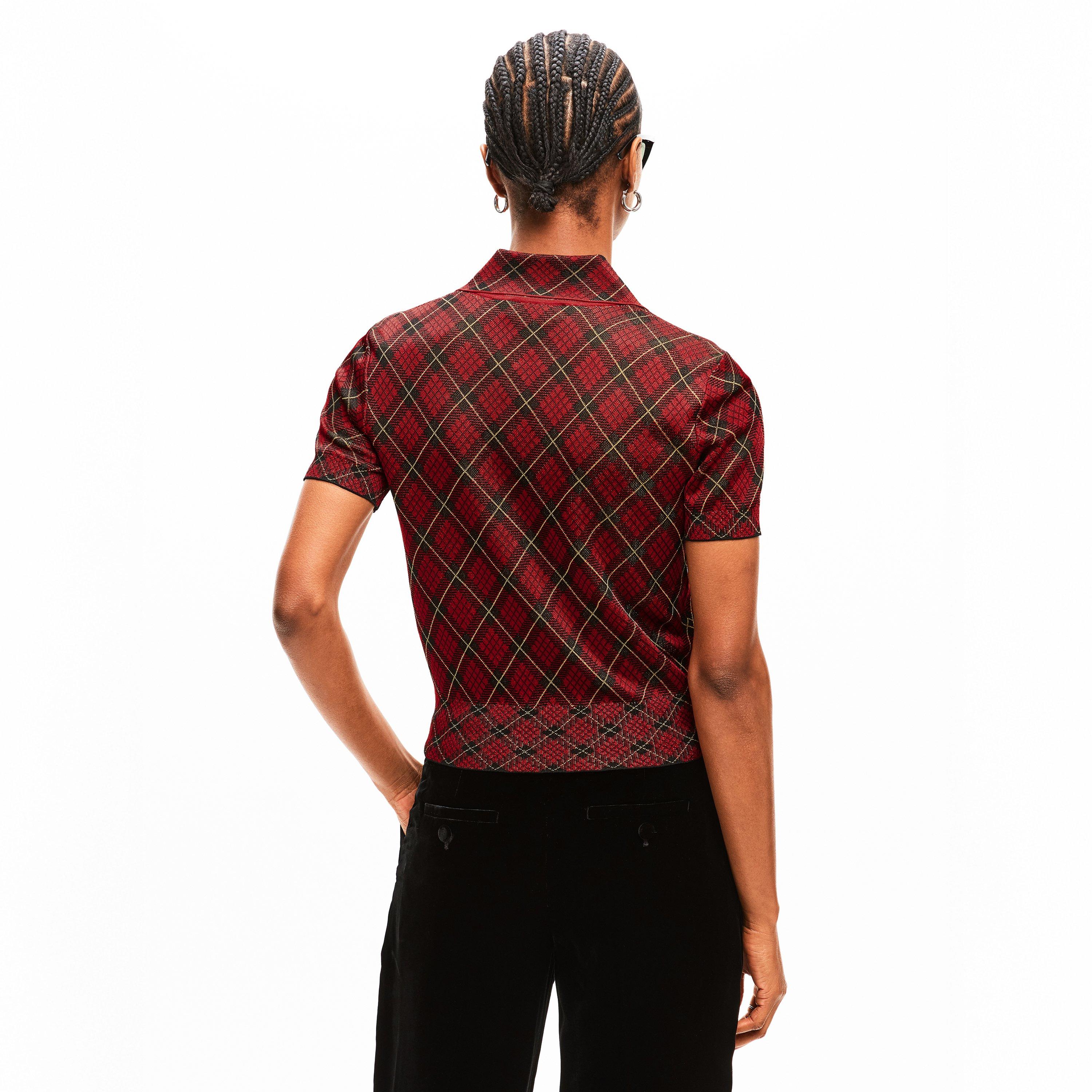 Red/Blk/Ylw - Alexander McQueen - Women's Alex Check Polo Knitted Top - 4