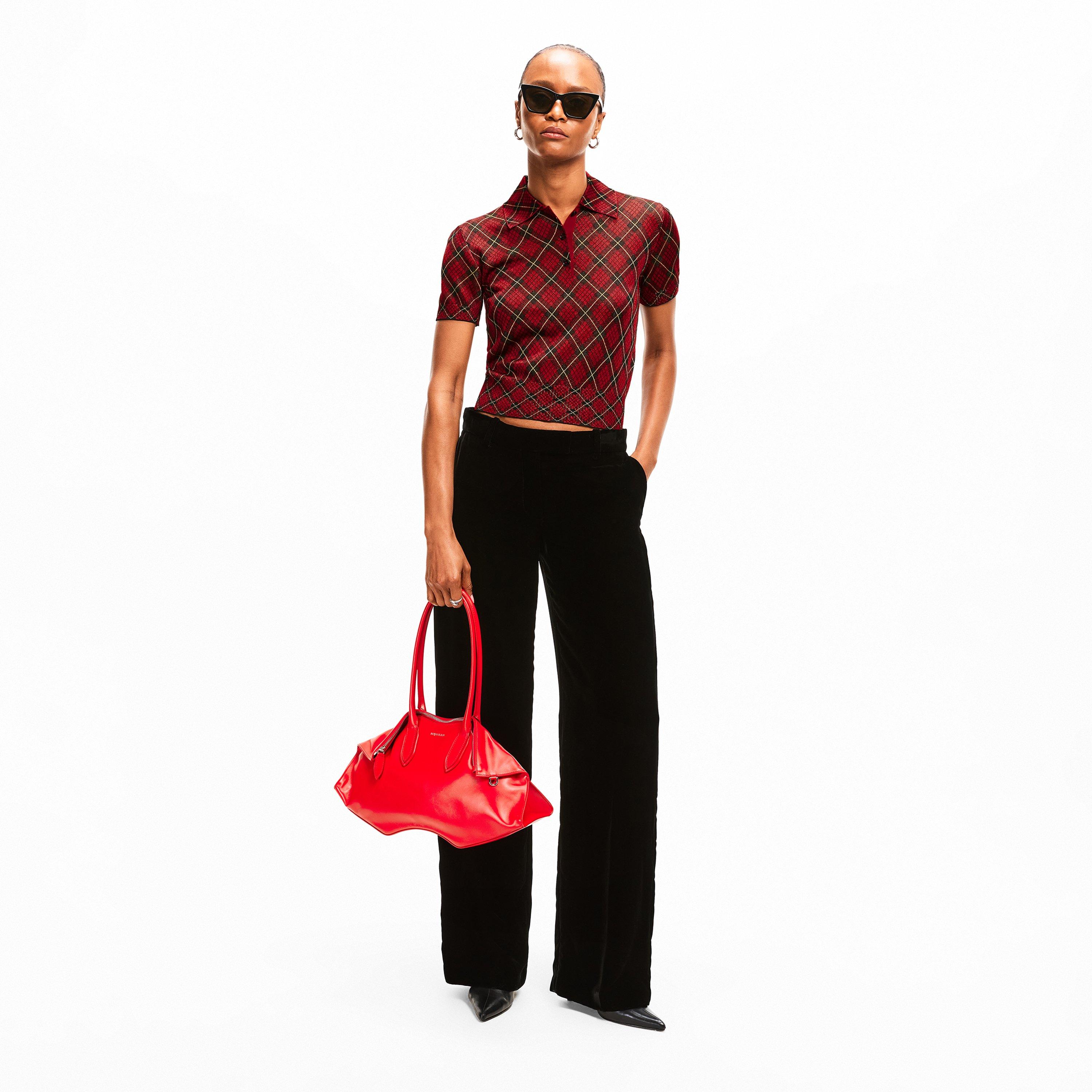 Red/Blk/Ylw - Alexander McQueen - Women's Alex Check Polo Knitted Top - 6