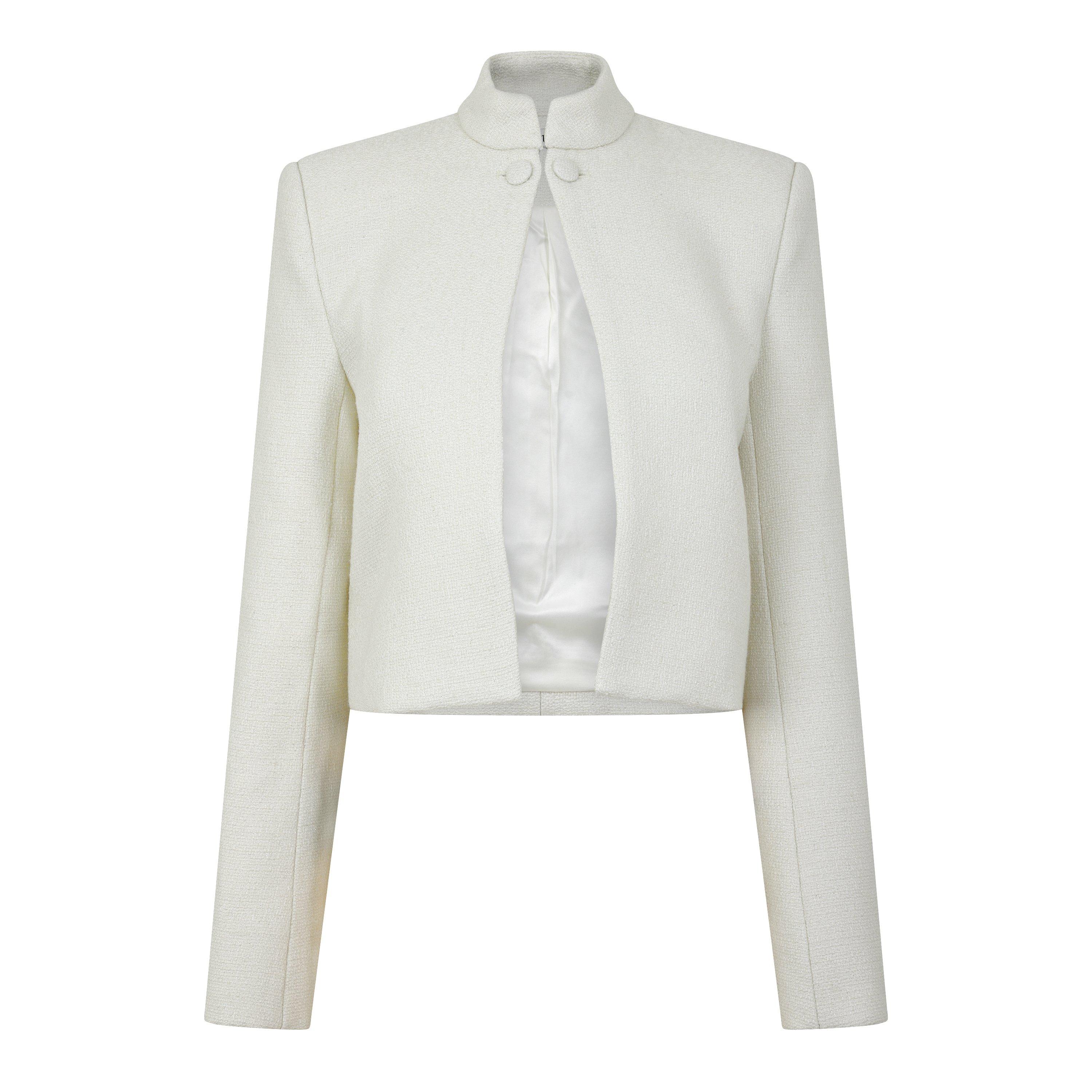 White - Odd Muse - Odd Muse Collarless Tweed Jacket - 1