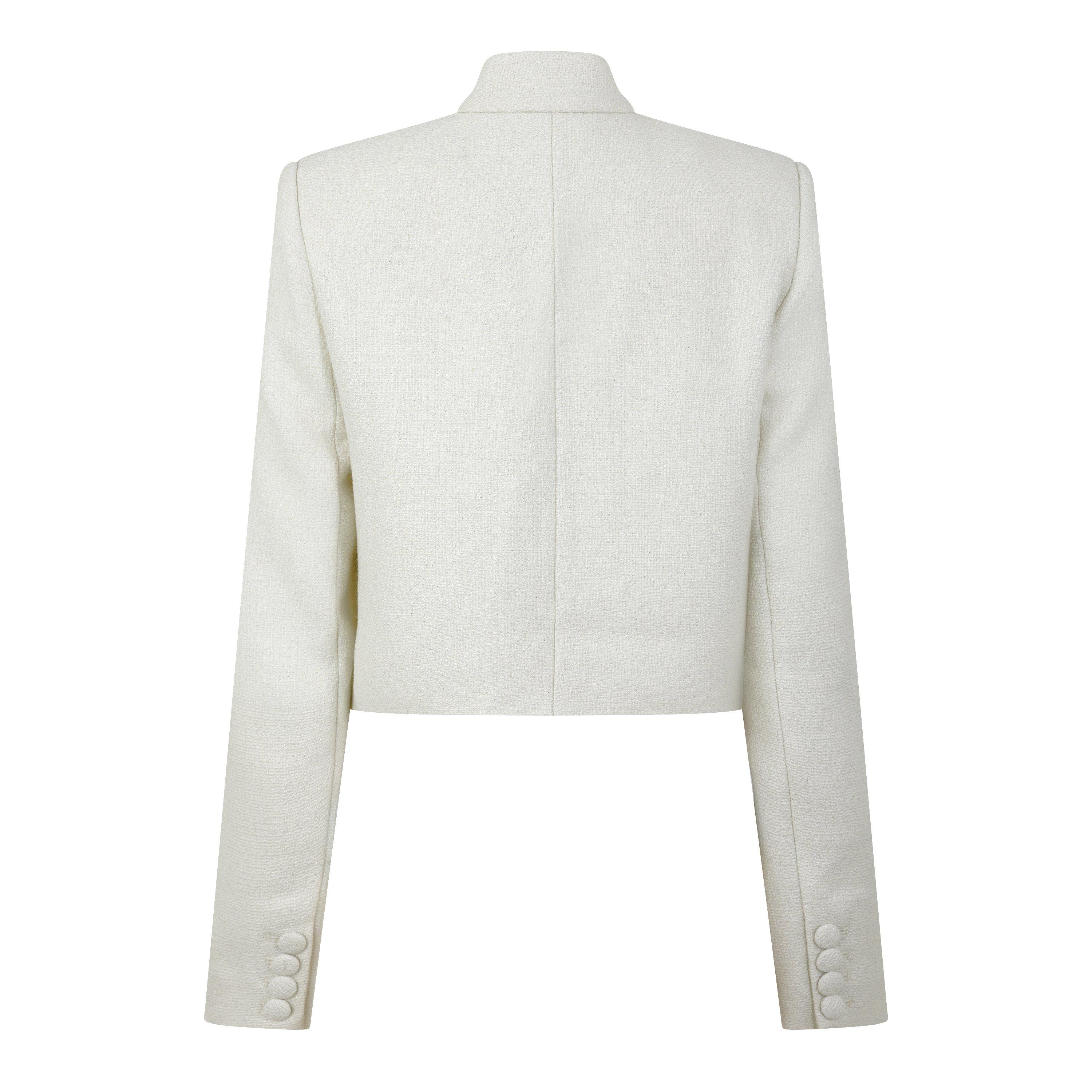 White - Odd Muse - Odd Muse Collarless Tweed Jacket - 2