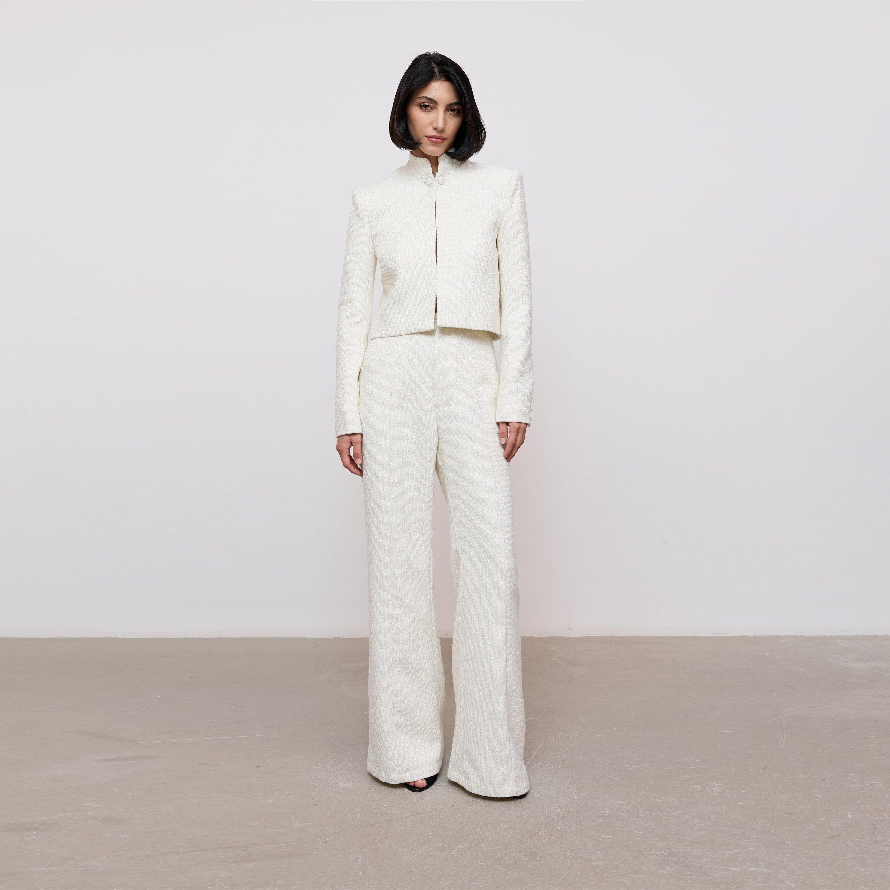 White - Odd Muse - Odd Muse Collarless Tweed Jacket - 3