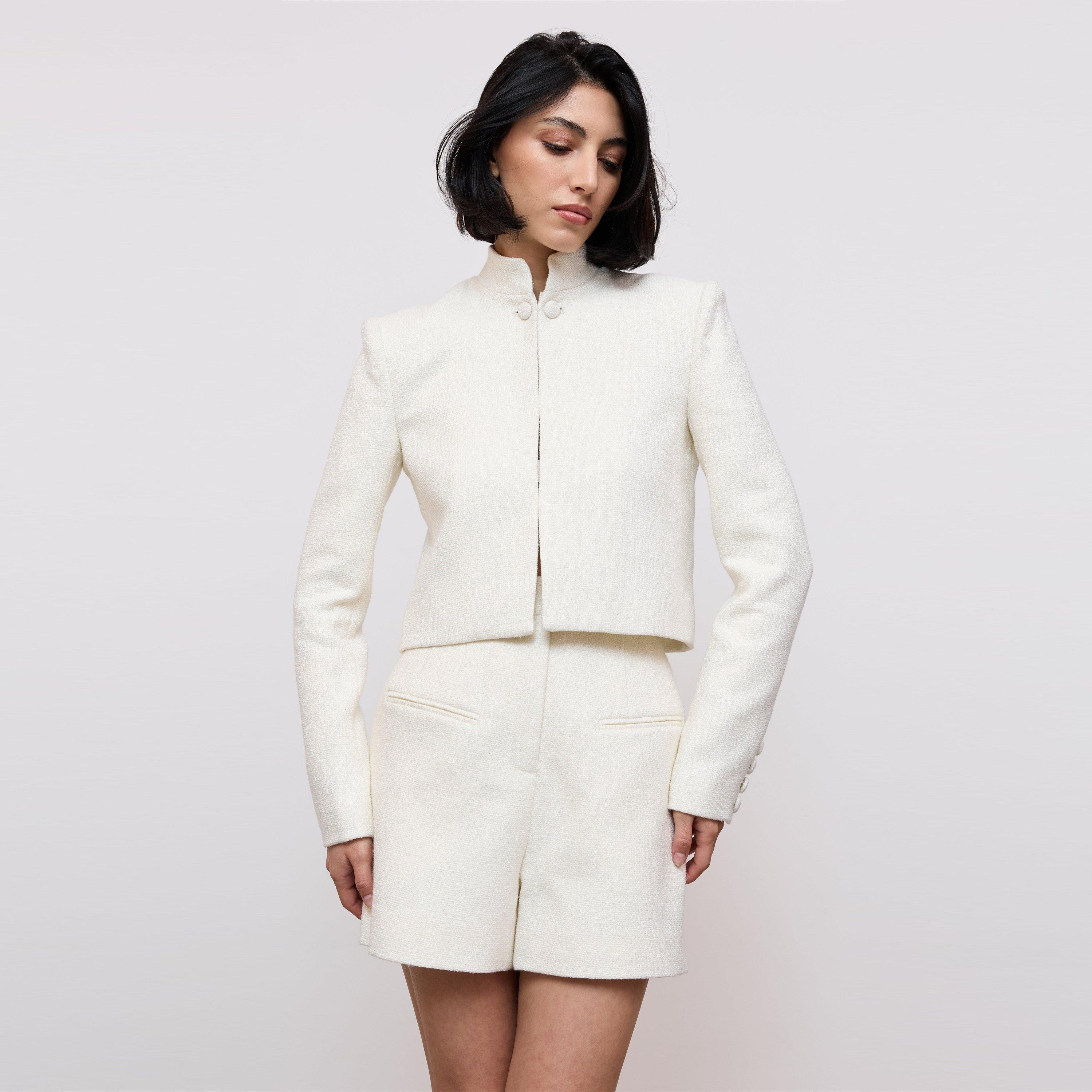 White - Odd Muse - Odd Muse Collarless Tweed Jacket - 6