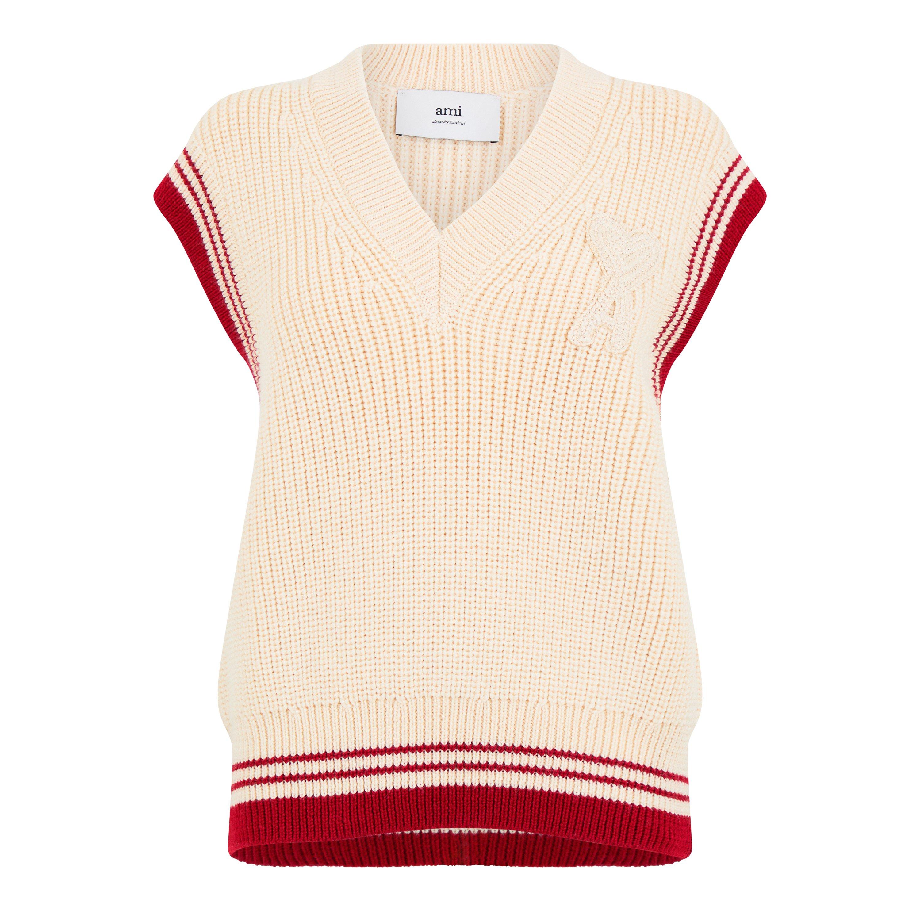 White Cream - Ami Paris - Ami De Coeur Sweater Vest - 5