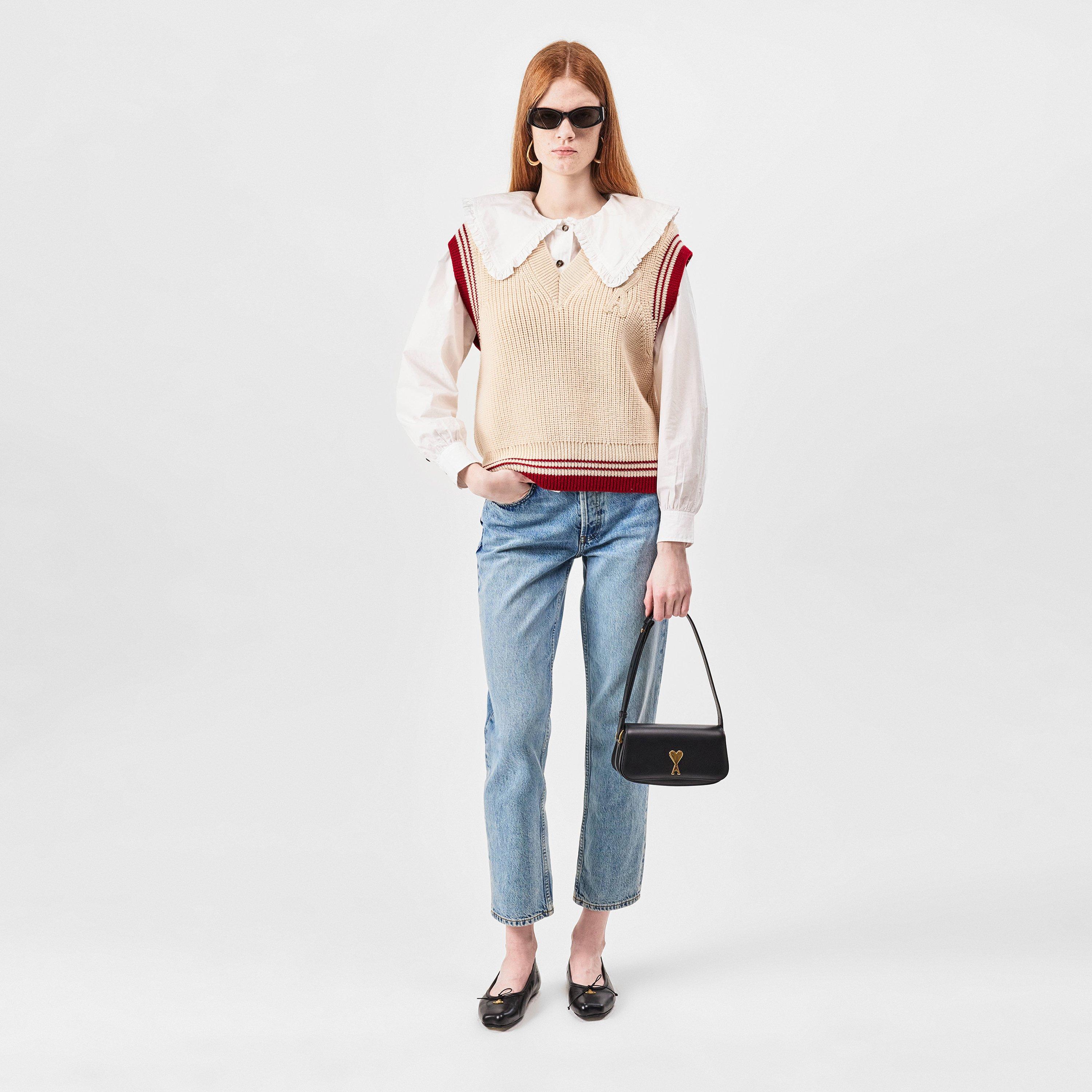 White Cream - Ami Paris - Ami De Coeur Sweater Vest - 4