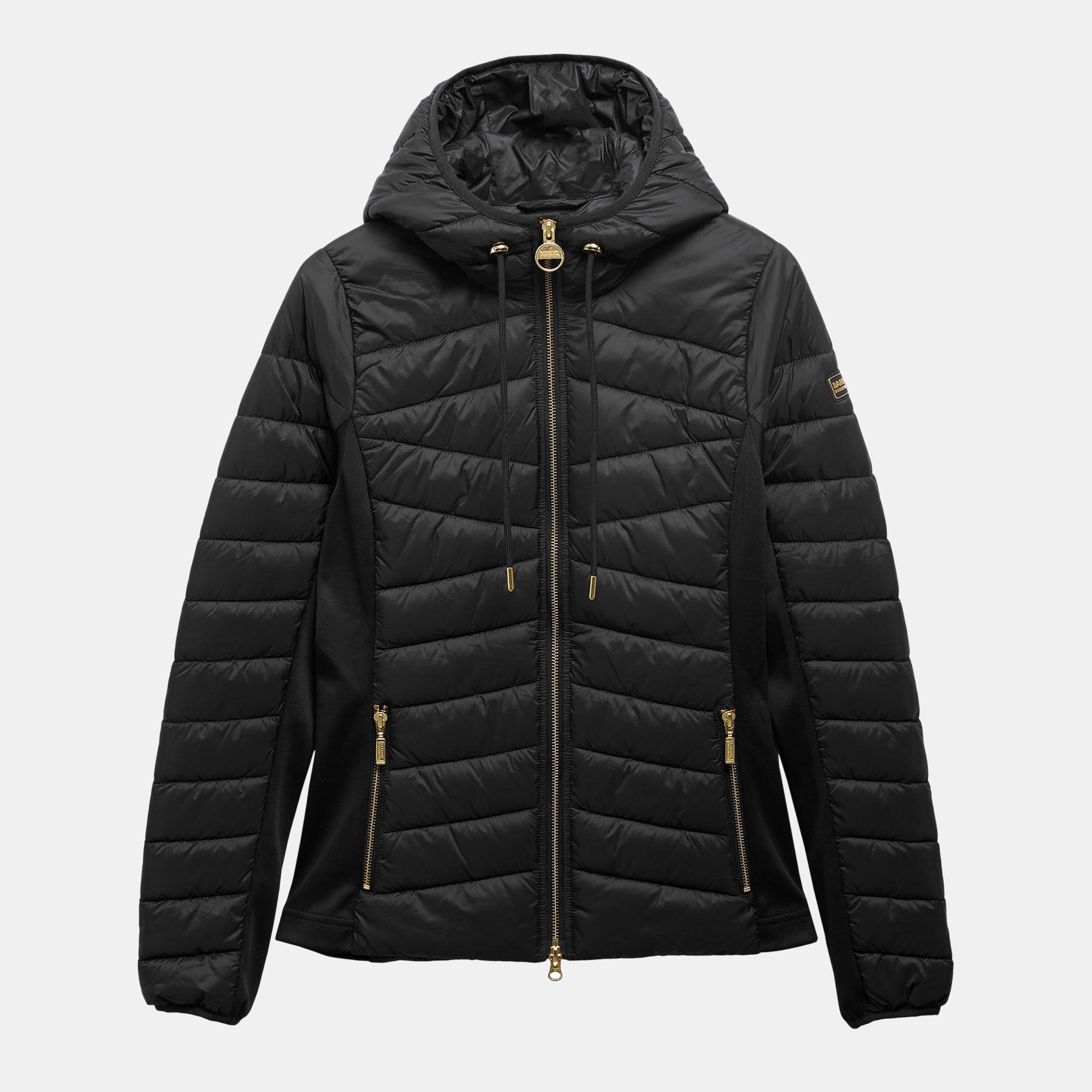 Black - Barbour International - Women's Grid Lock Water Resistant Long Sleeve Short Puffer Jacket - 1