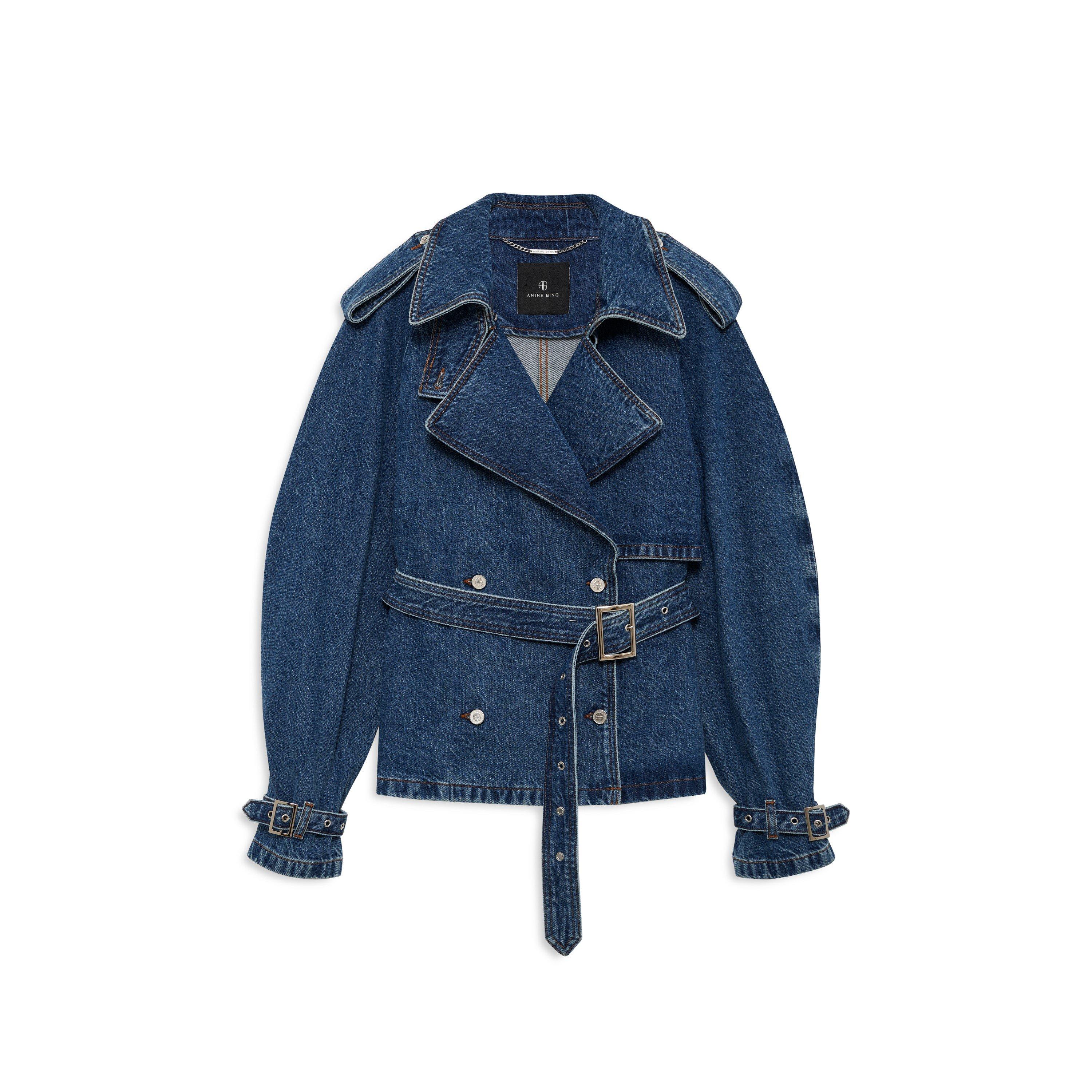 WASHED BLUE - Anine Bing - Women's Long-Sleeve Oversized-Fit Trench Coat - 4