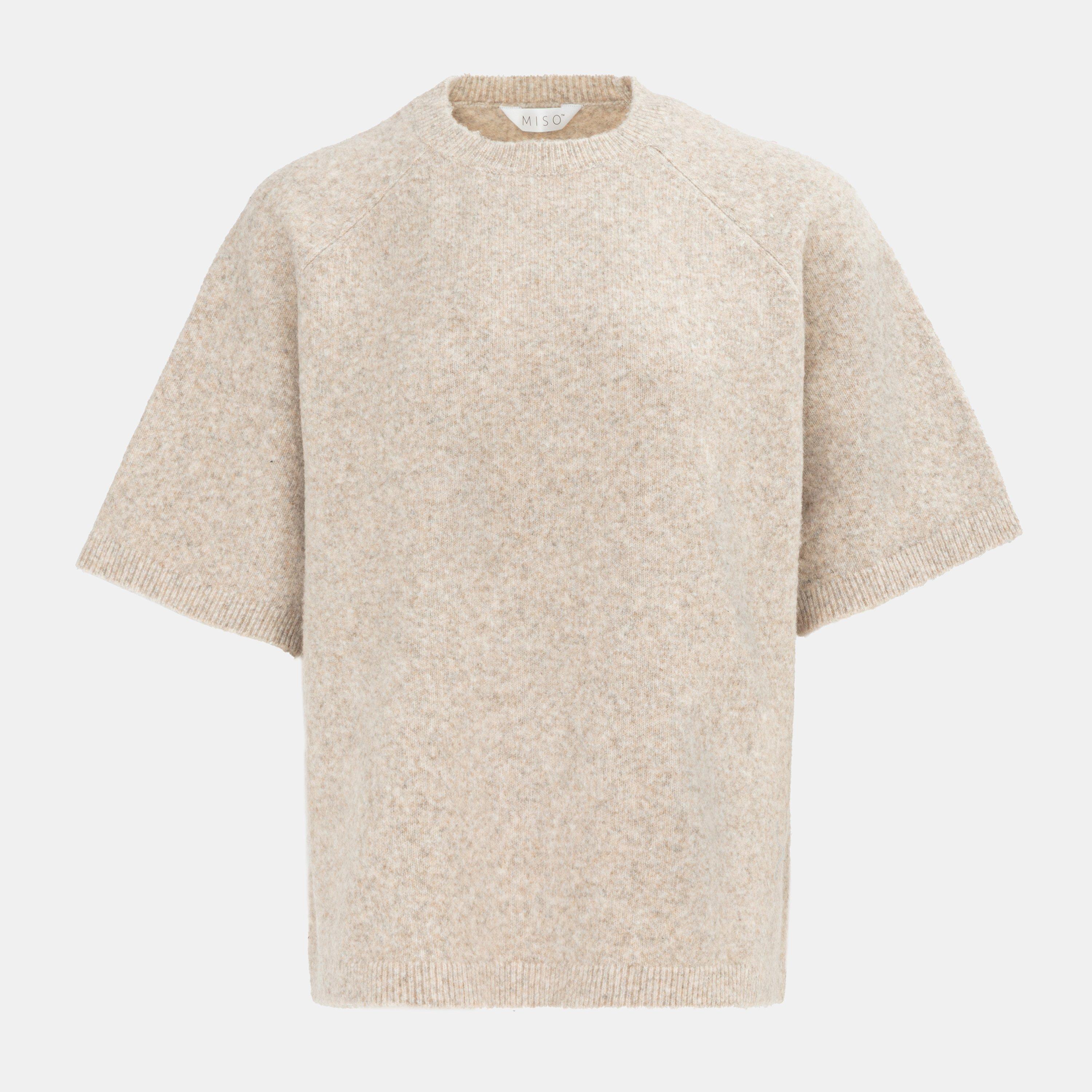 Grey - Miso - Short Sleeve Knit Tee Women - 1