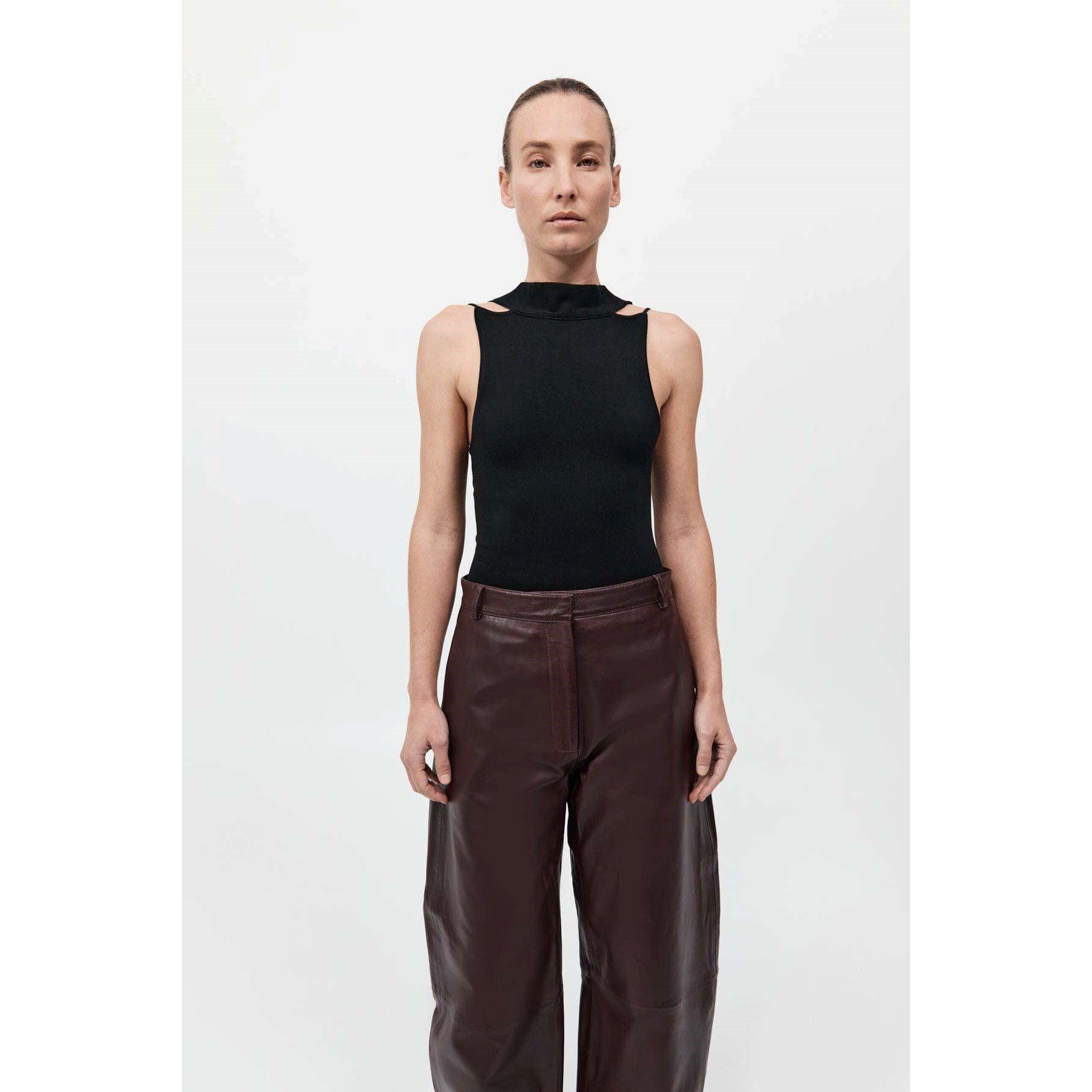 Black - St. Agni - Women's Scarf Detailed Knitted Top - 3