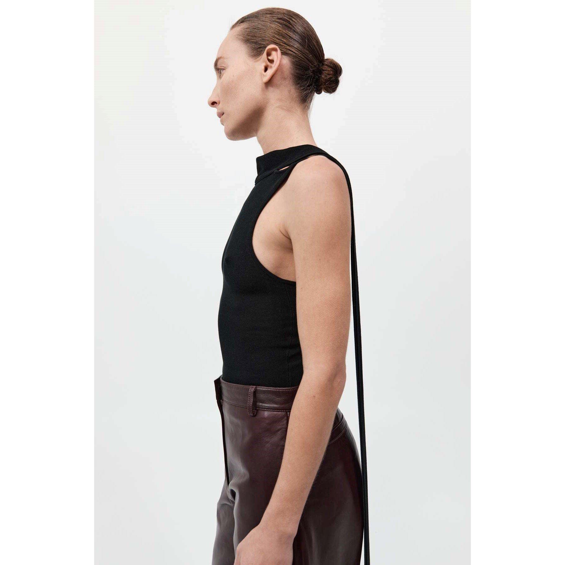 Black - St. Agni - Women's Scarf Detailed Knitted Top - 4