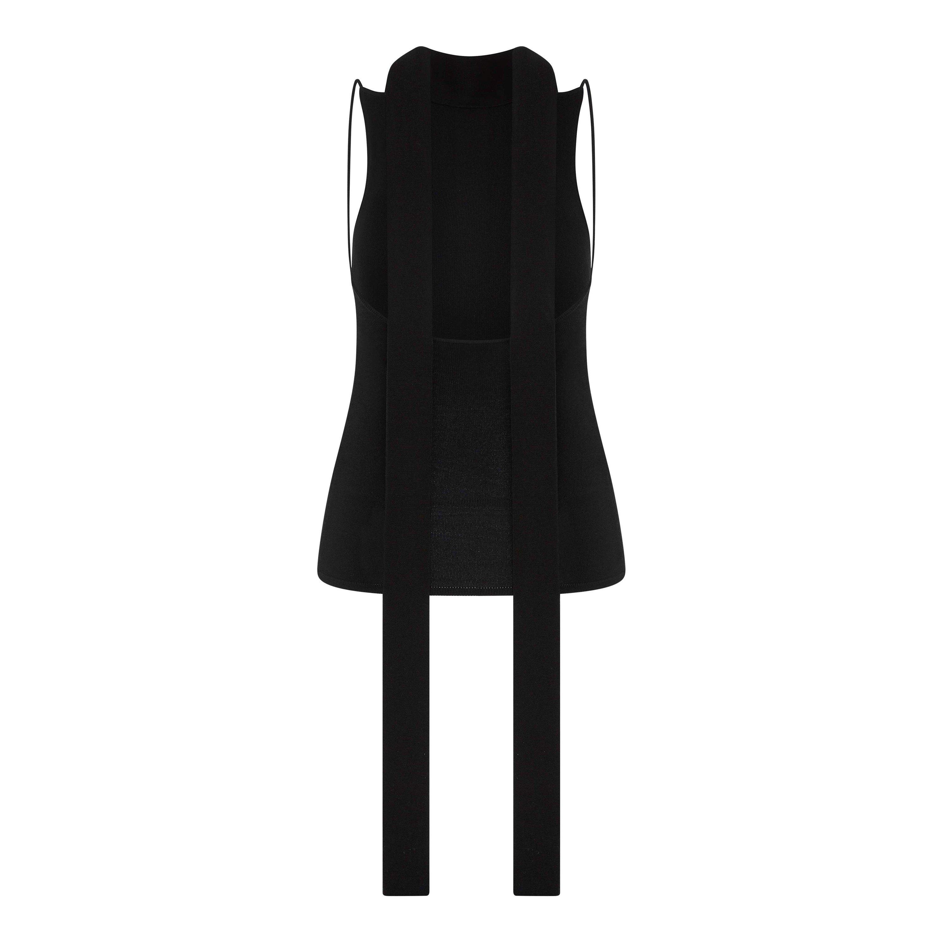 Black - St. Agni - Women's Scarf Detailed Knitted Top - 6