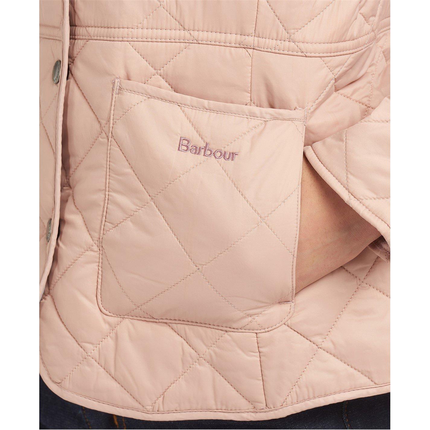 Pink/White 10 - Barbour - Women's Deveron Diamond Quilted Corduroy Collar Long Sleeve Jacket - 4