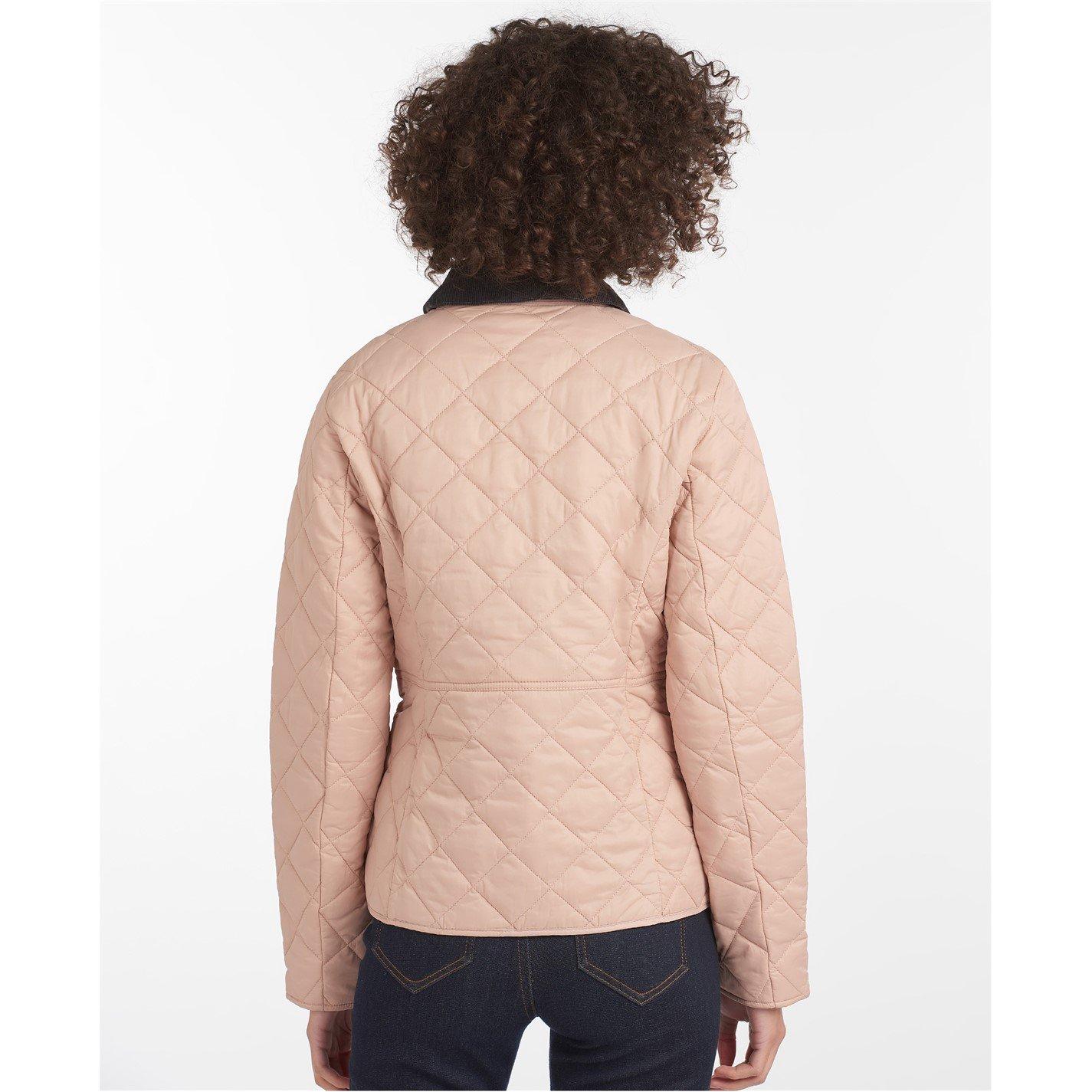 Pink/White 10 - Barbour - Women's Deveron Diamond Quilted Corduroy Collar Long Sleeve Jacket - 5