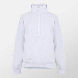 Missy Empire Ribbed Panelled Half Zip Sweatshirt Womens
