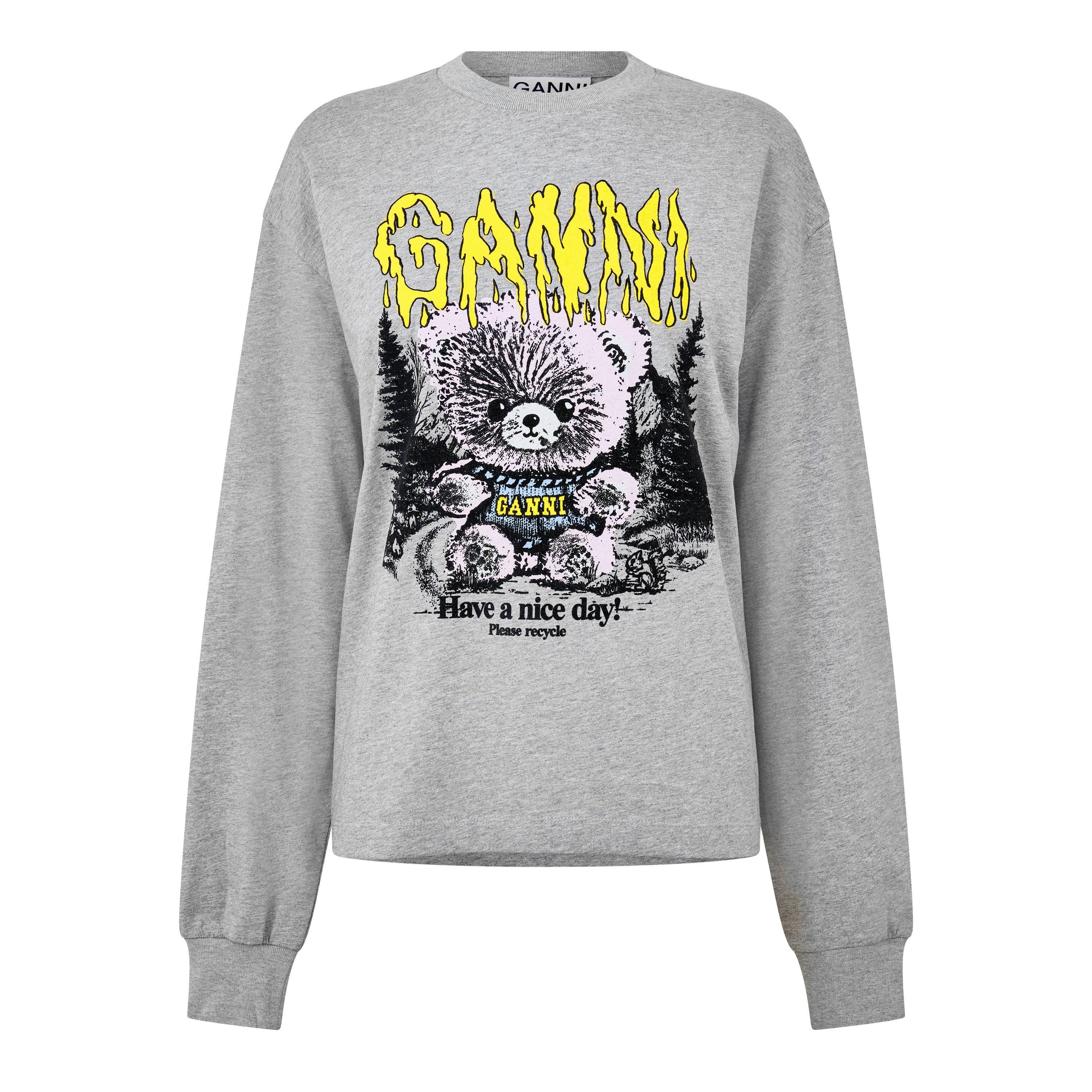 Paloma - Ganni - Women's Graphic Long-Sleeve Cotton Crew-Neck Oversized-Fit Sweatshirt - 1