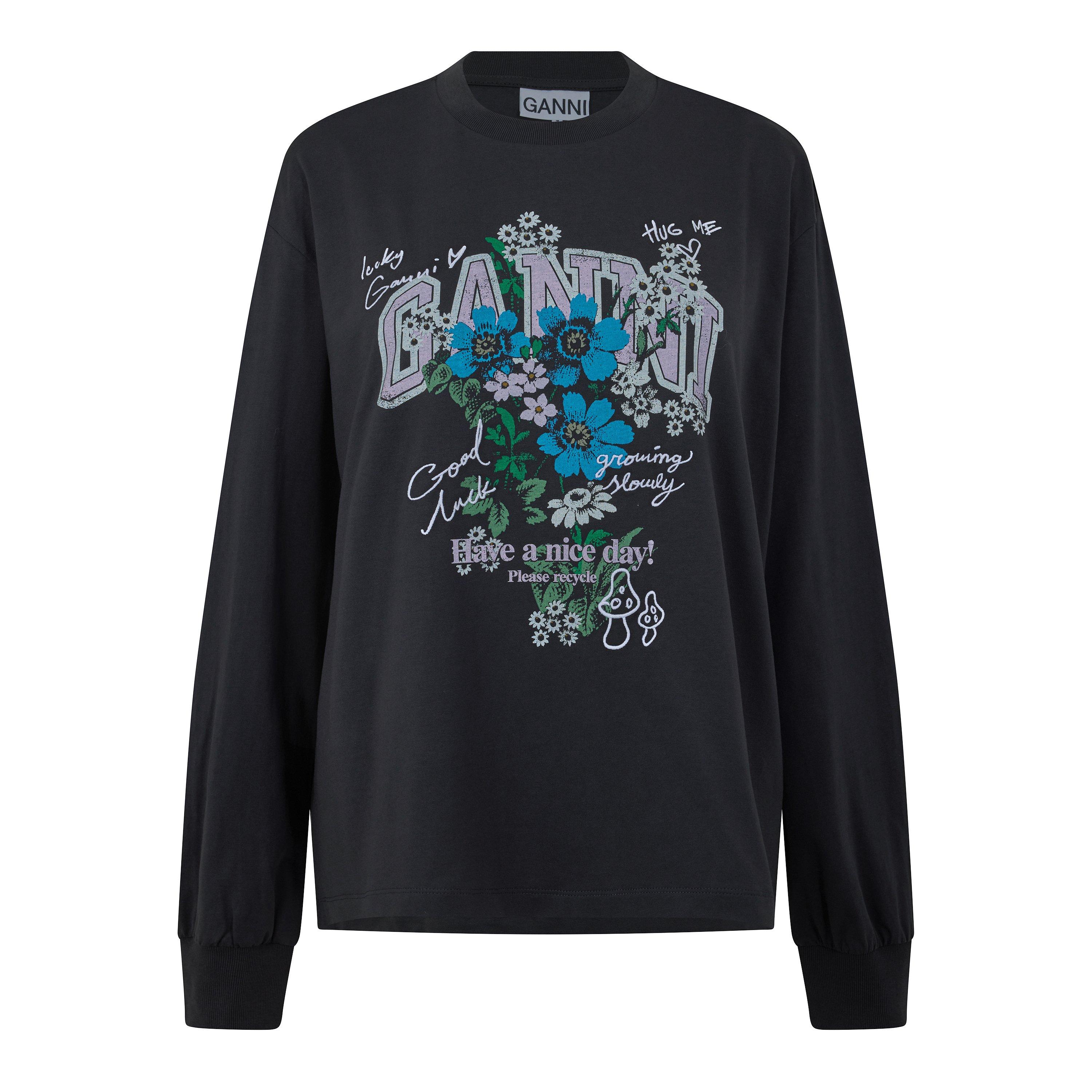 Women's Graphic Long-Sleeve Cotton Crew-Neck Oversized-Fit Sweatshirt