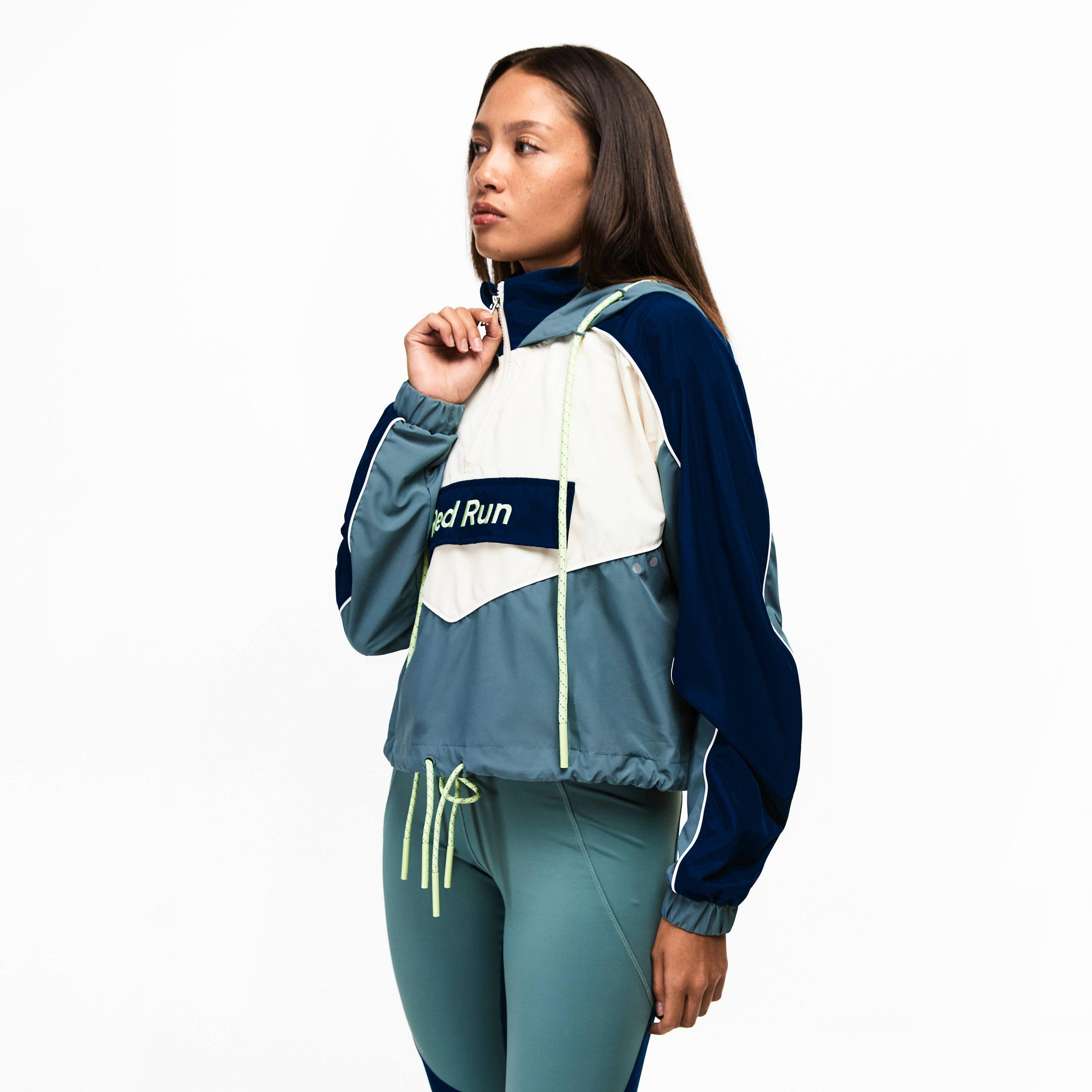 Green - Red Run - Womens Skyline Cropped Windbreaker - 3