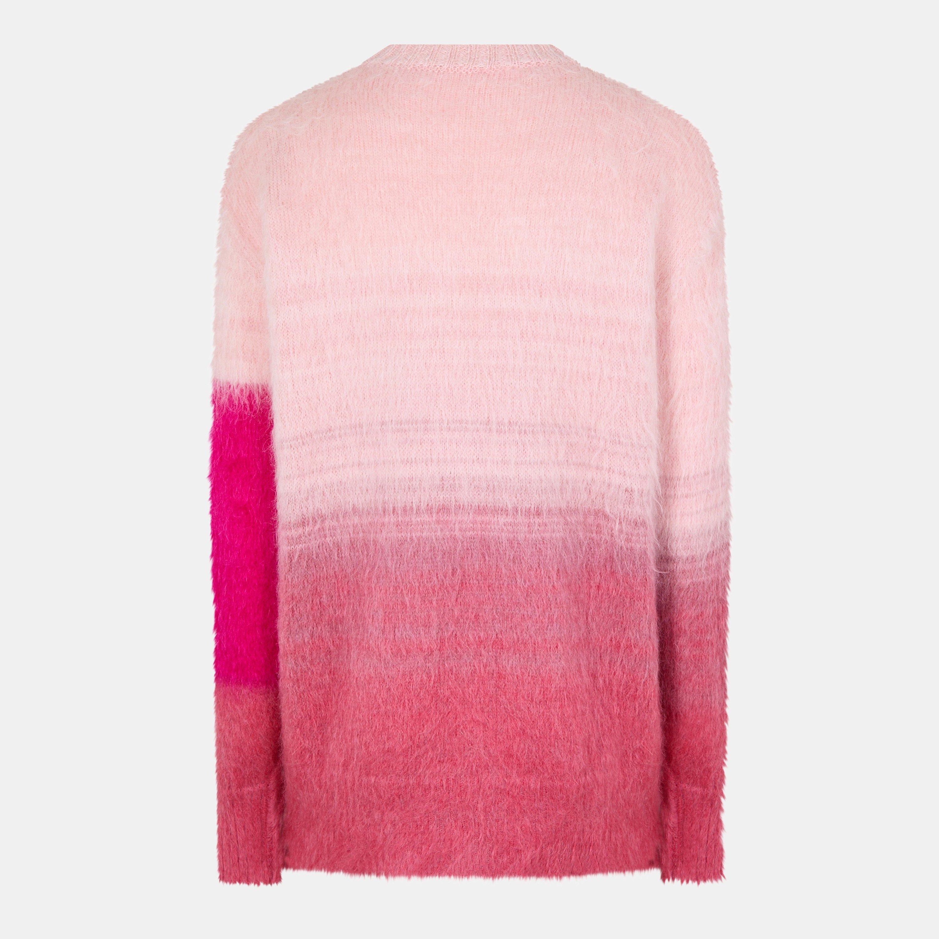 Fuchsia - Off White - Women's  Helvetica Crew Sweater - 2