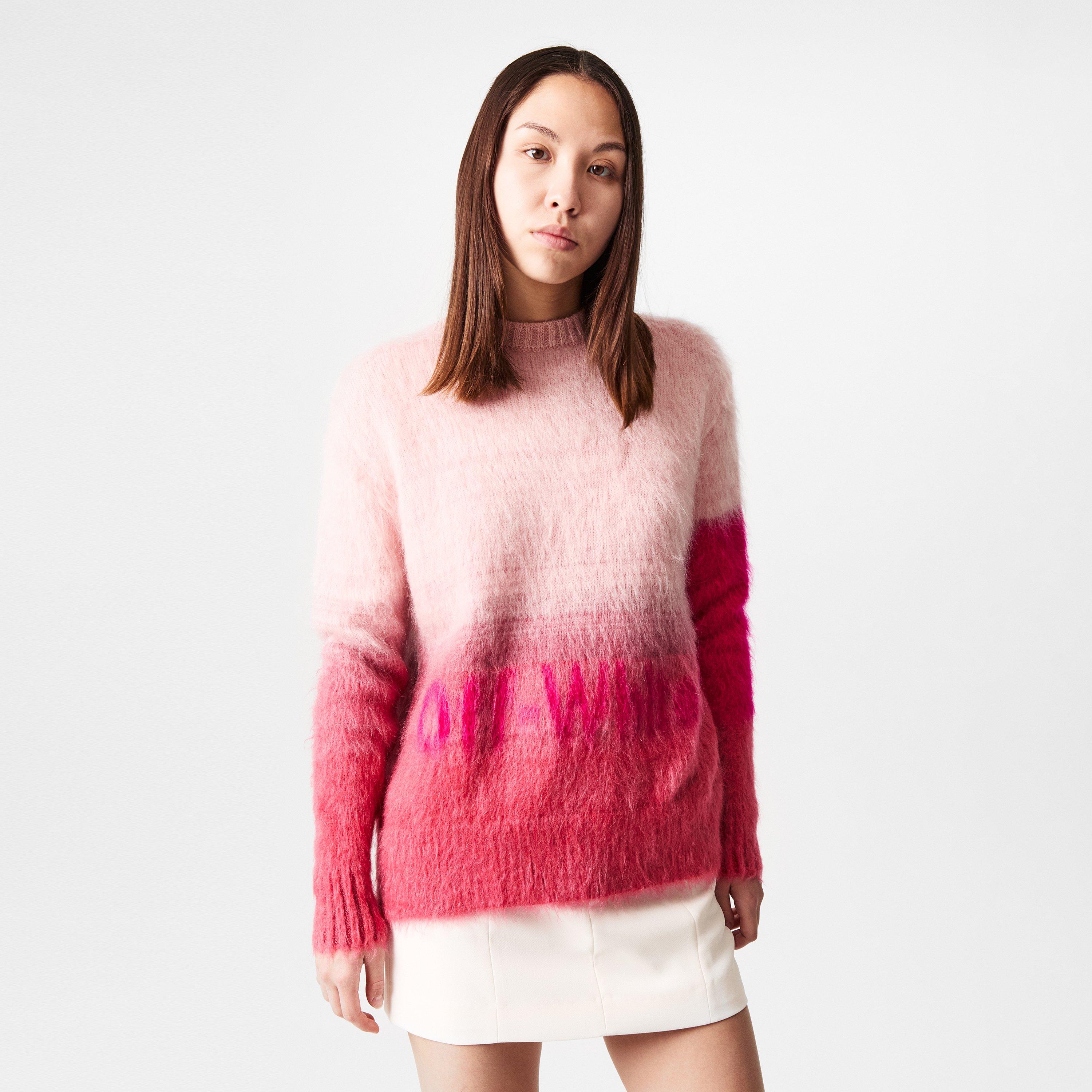 Fuchsia - Off White - Women's  Helvetica Crew Sweater - 3