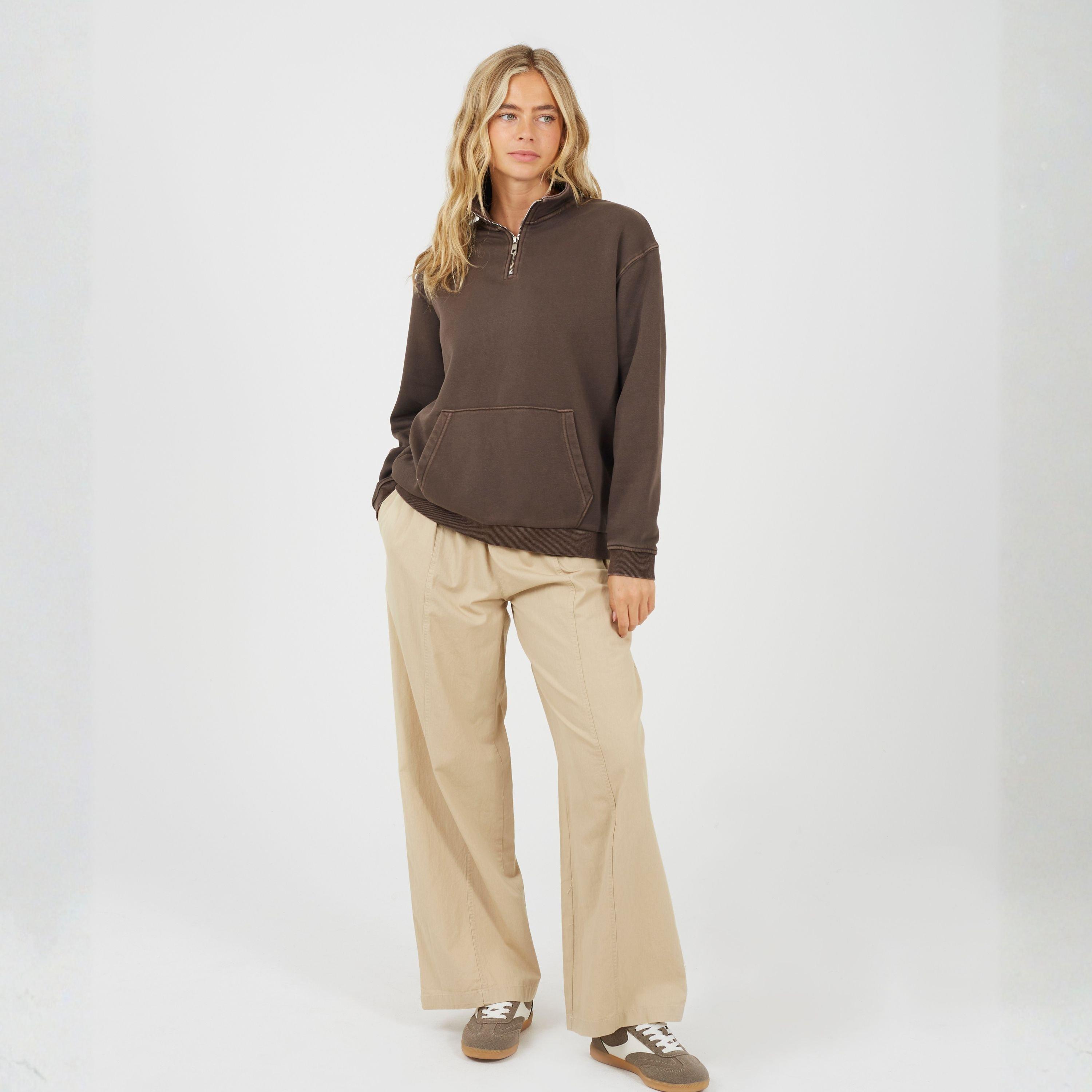 Braun - Brave Soul - BS Womens Funnel Neck Quarter Zip Sweatshirt with Pocket - 4