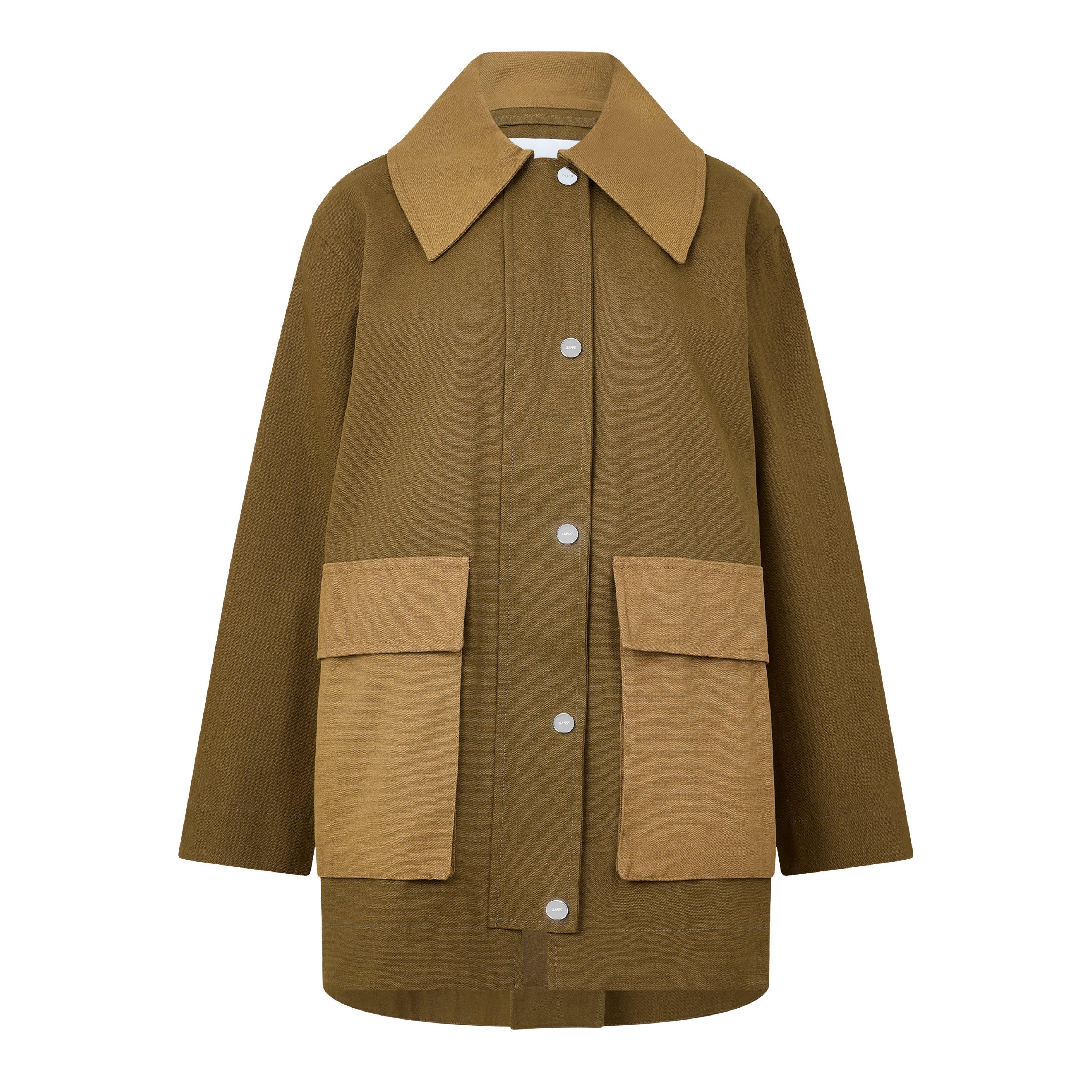 Militaryr Olive - Ganni - Women's Workwear Canvas Barn Jacket - 1