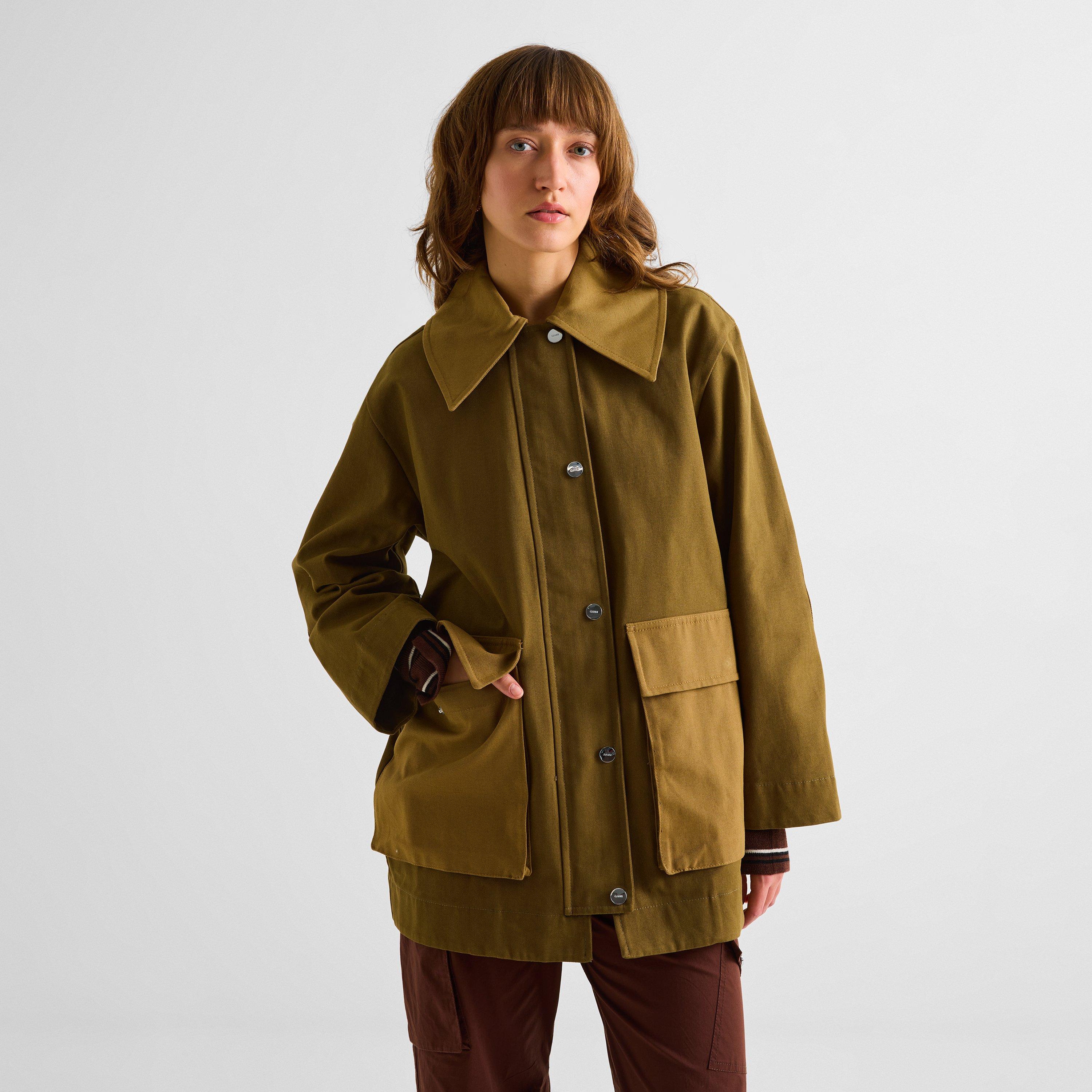 Militaryr Olive - Ganni - Women's Workwear Canvas Barn Jacket - 3