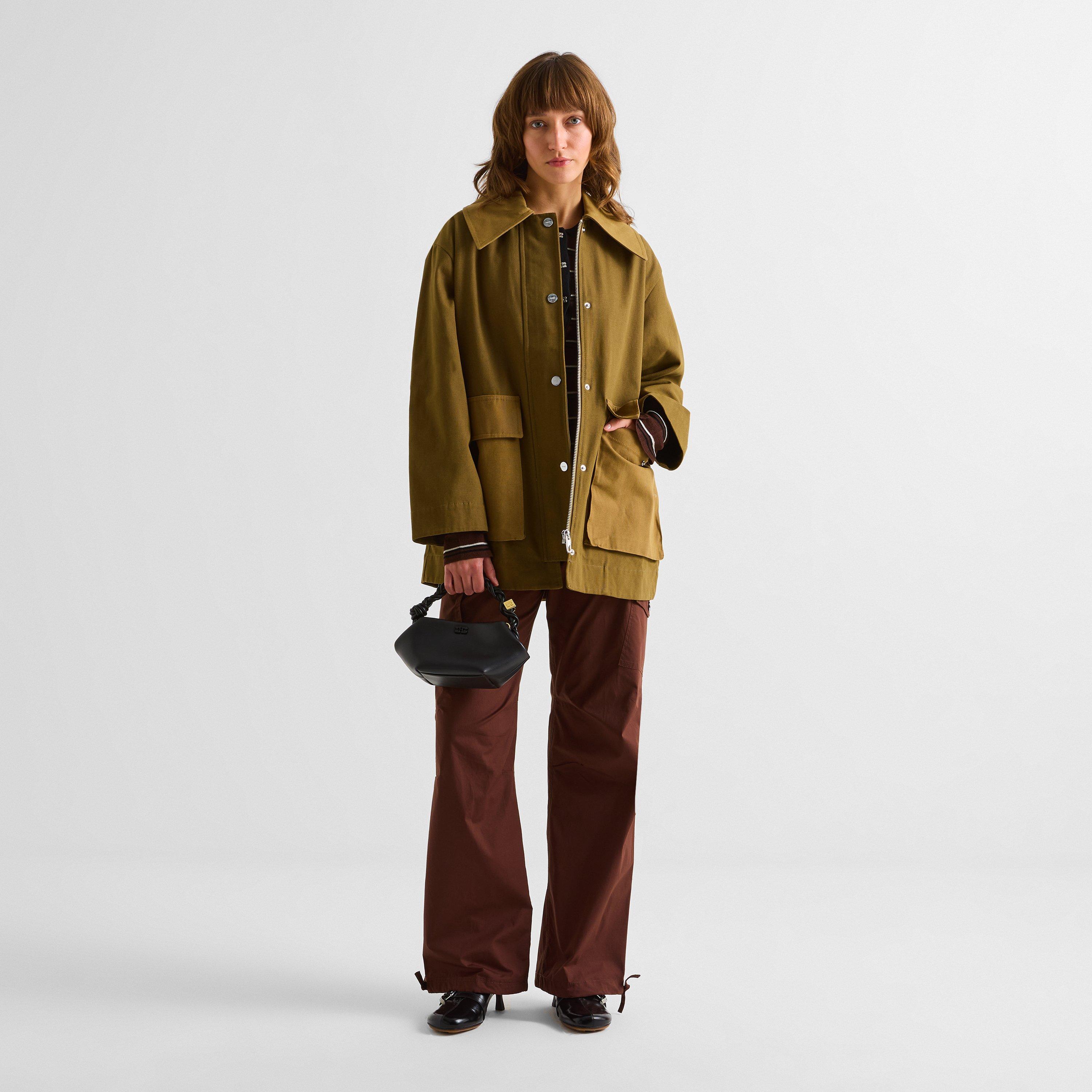 Militaryr Olive - Ganni - Women's Workwear Canvas Barn Jacket - 6