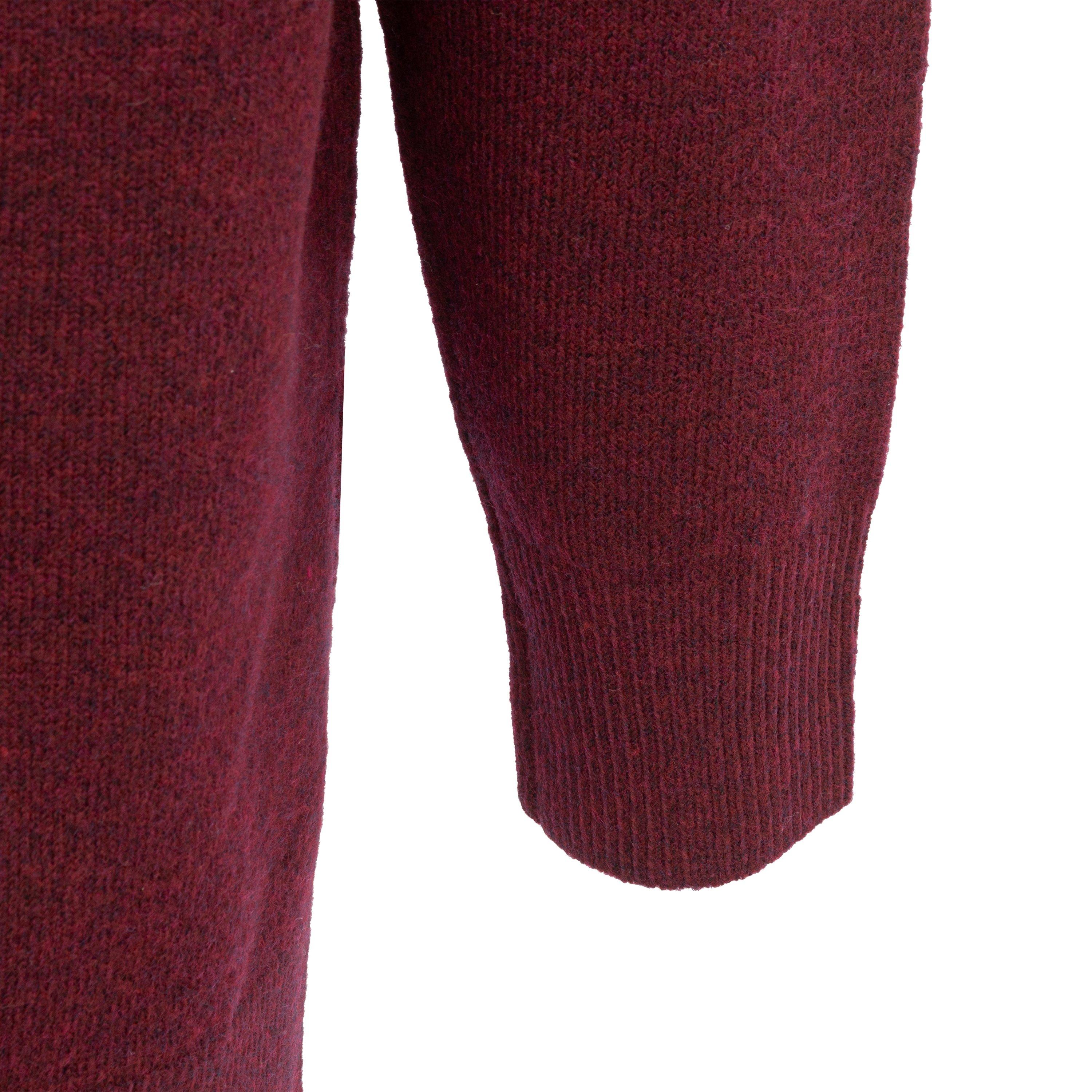 Bourgogne - Miso - V Neck Loose Stripe Sweater Dress Women - 4