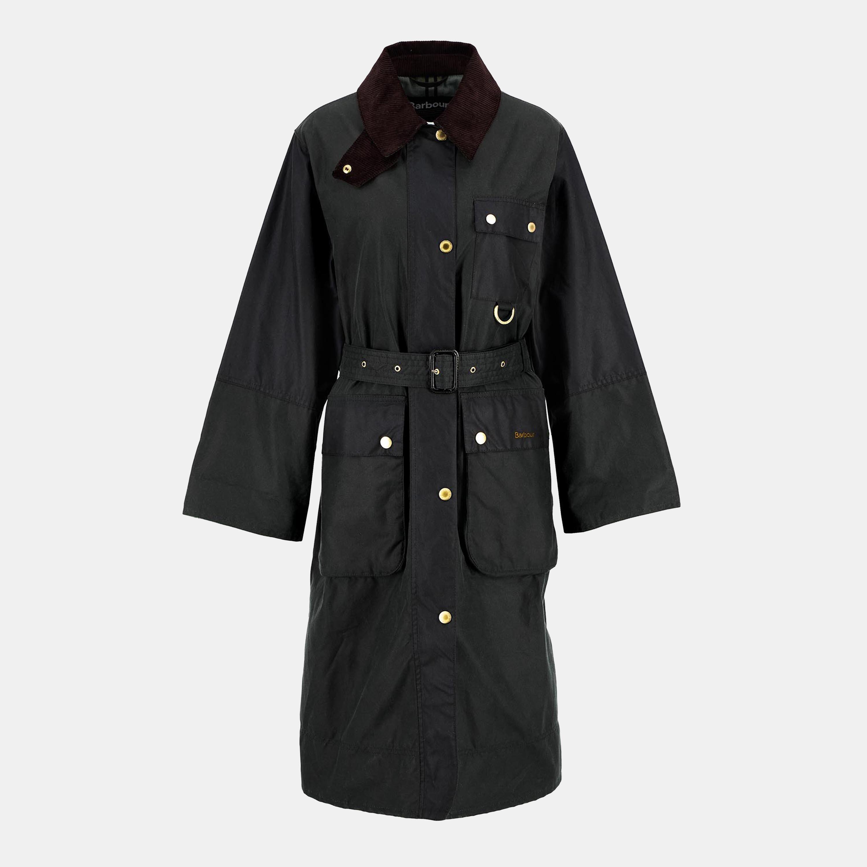 Fern/Sage - Barbour - Women's Milda Waxed Trench Belted Wax Jacket - 1