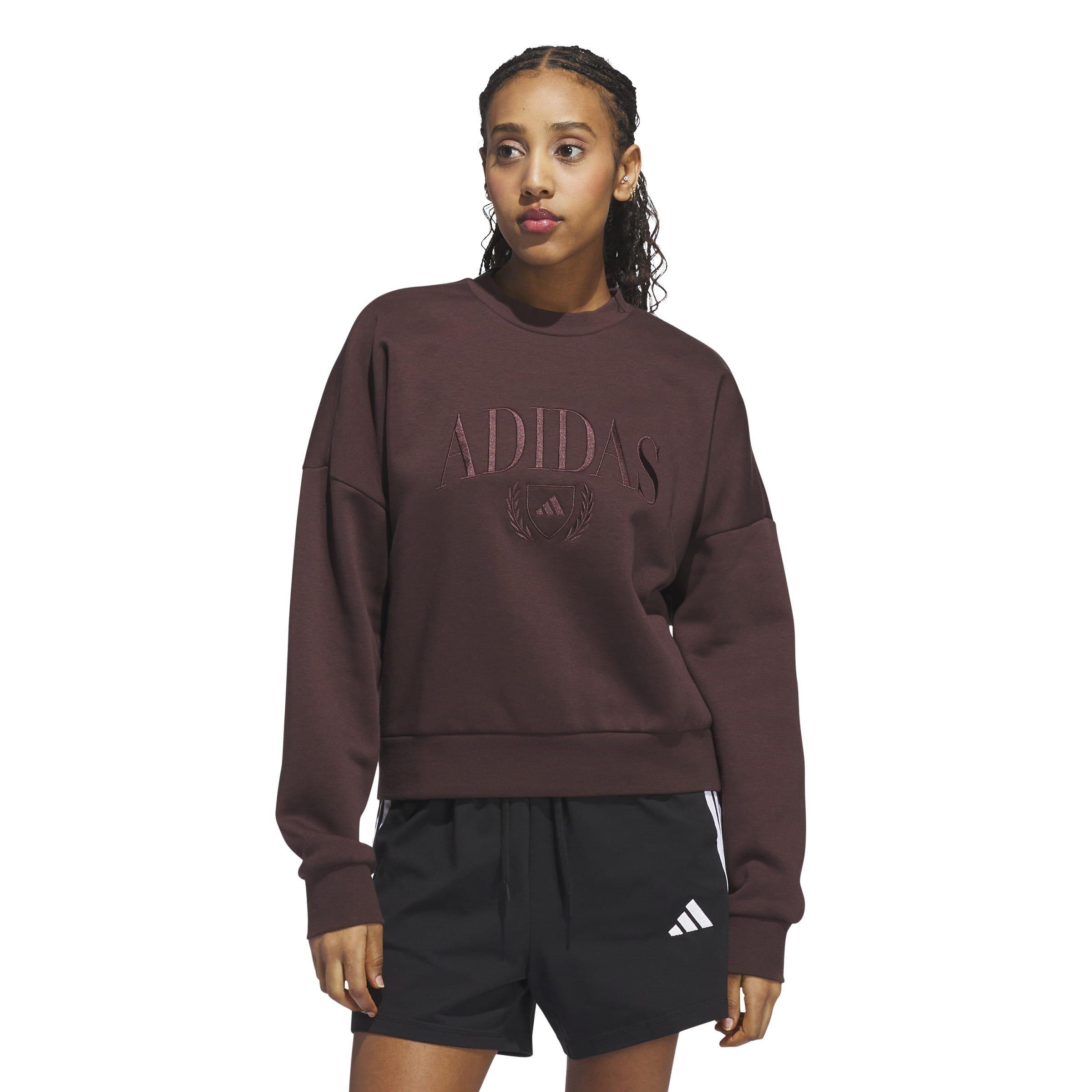 Brown - adidas - Cozy Holiday Graphic Sweatshirt Womens - 3
