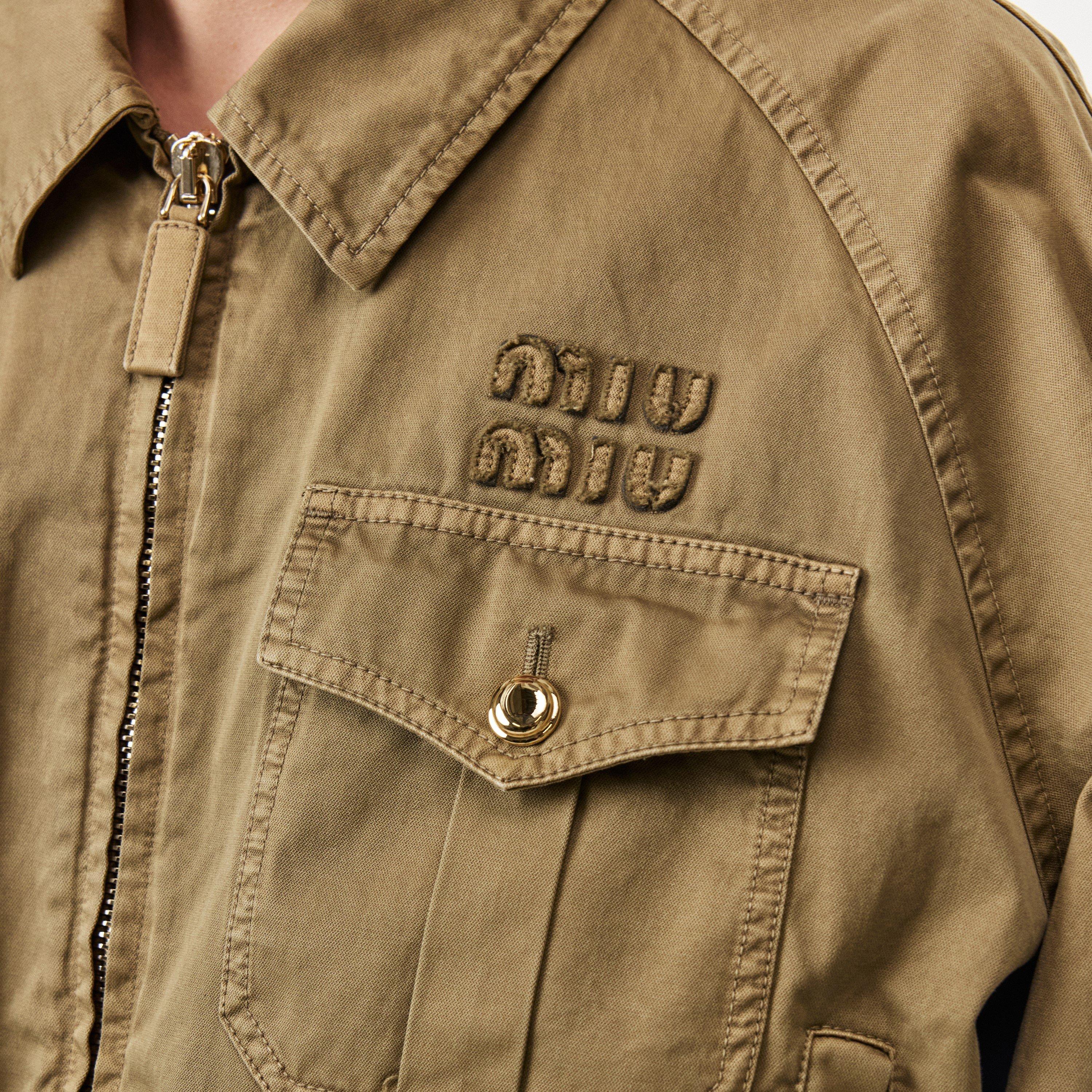 Oliva - Miu Miu - Women's Logo Cropped Cotton Long Sleeve Bomber Jacket - 5